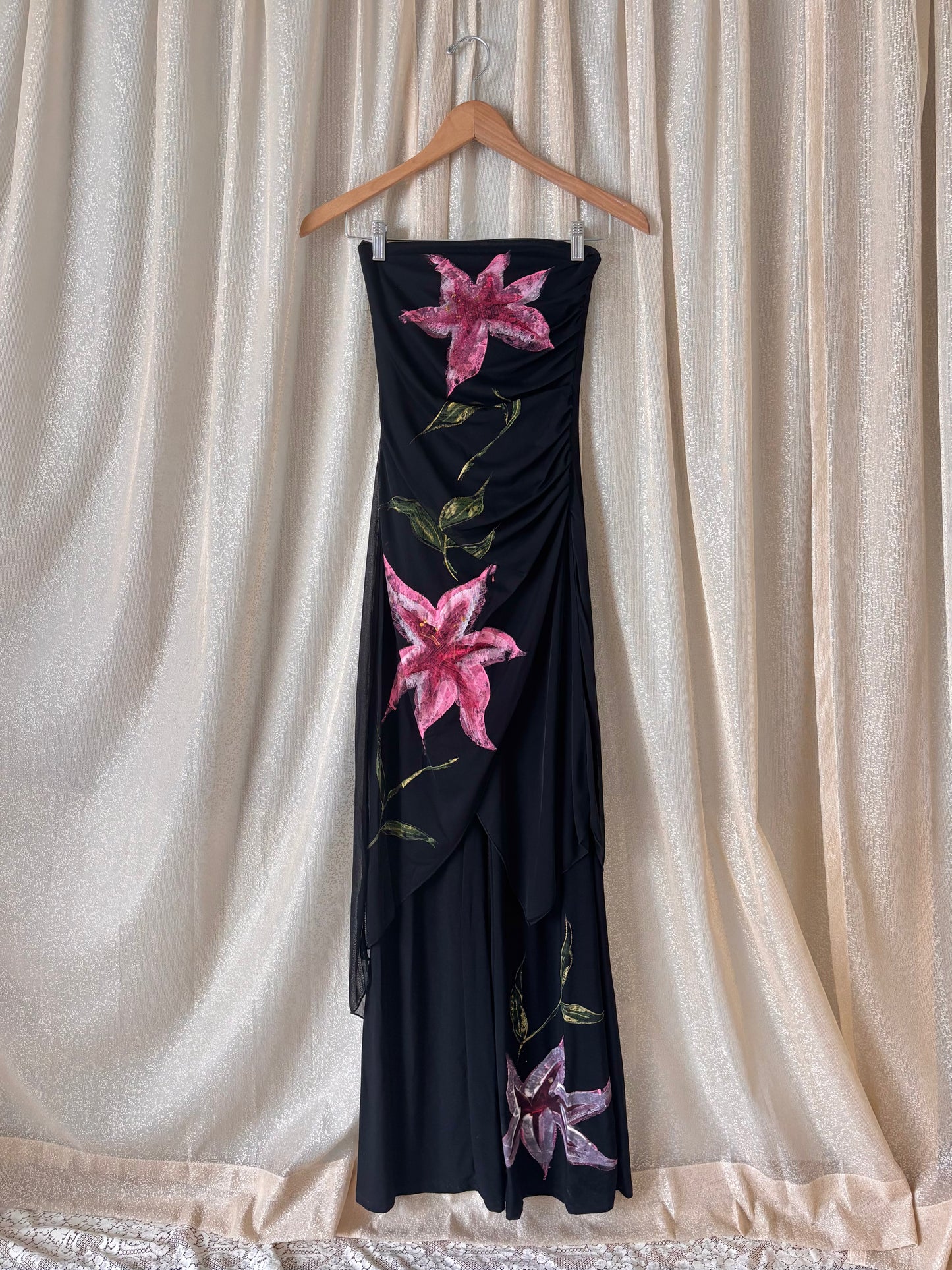 90s/00s strapless floral jumpsuit