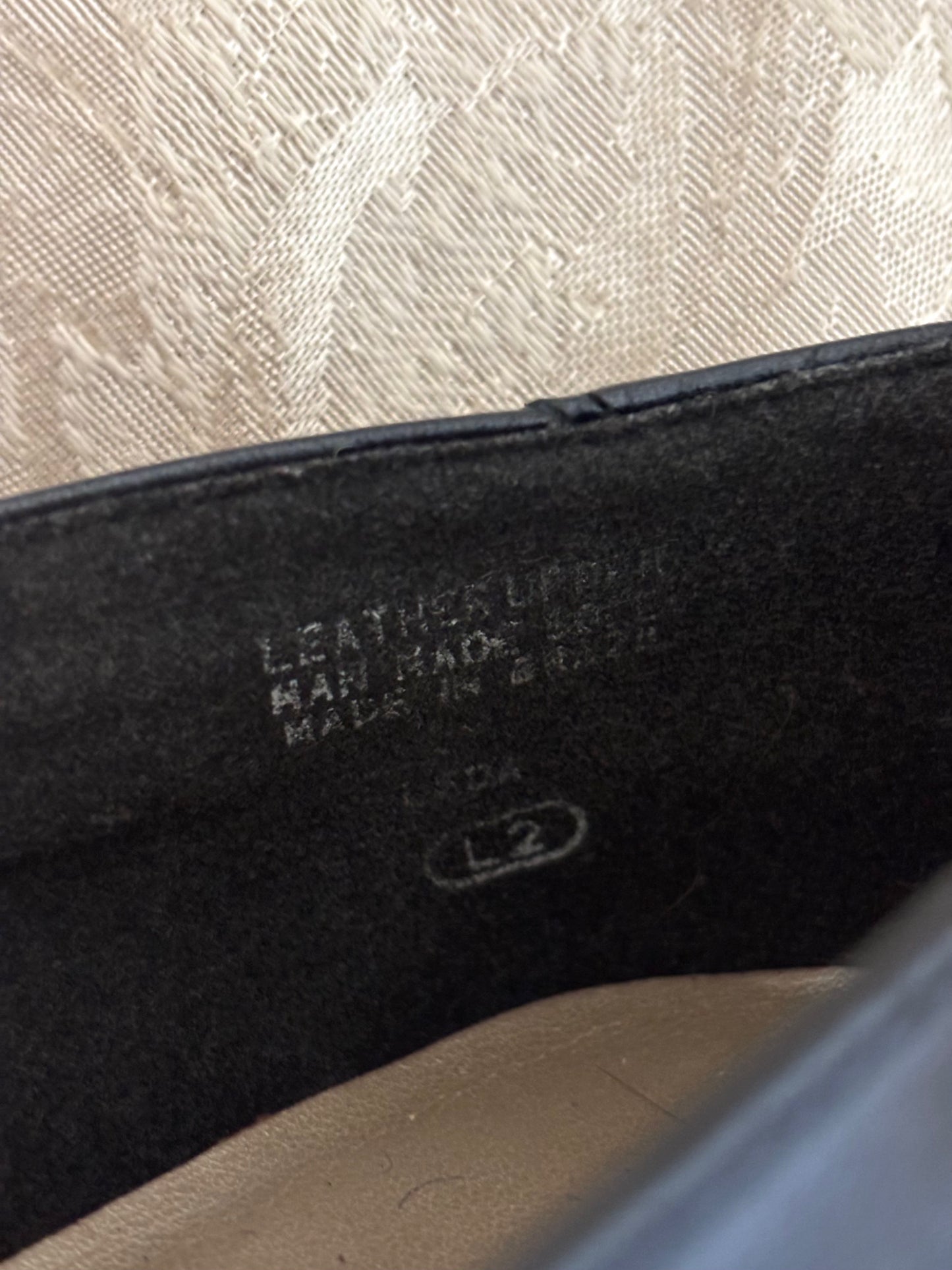 Navy woven leather loafers