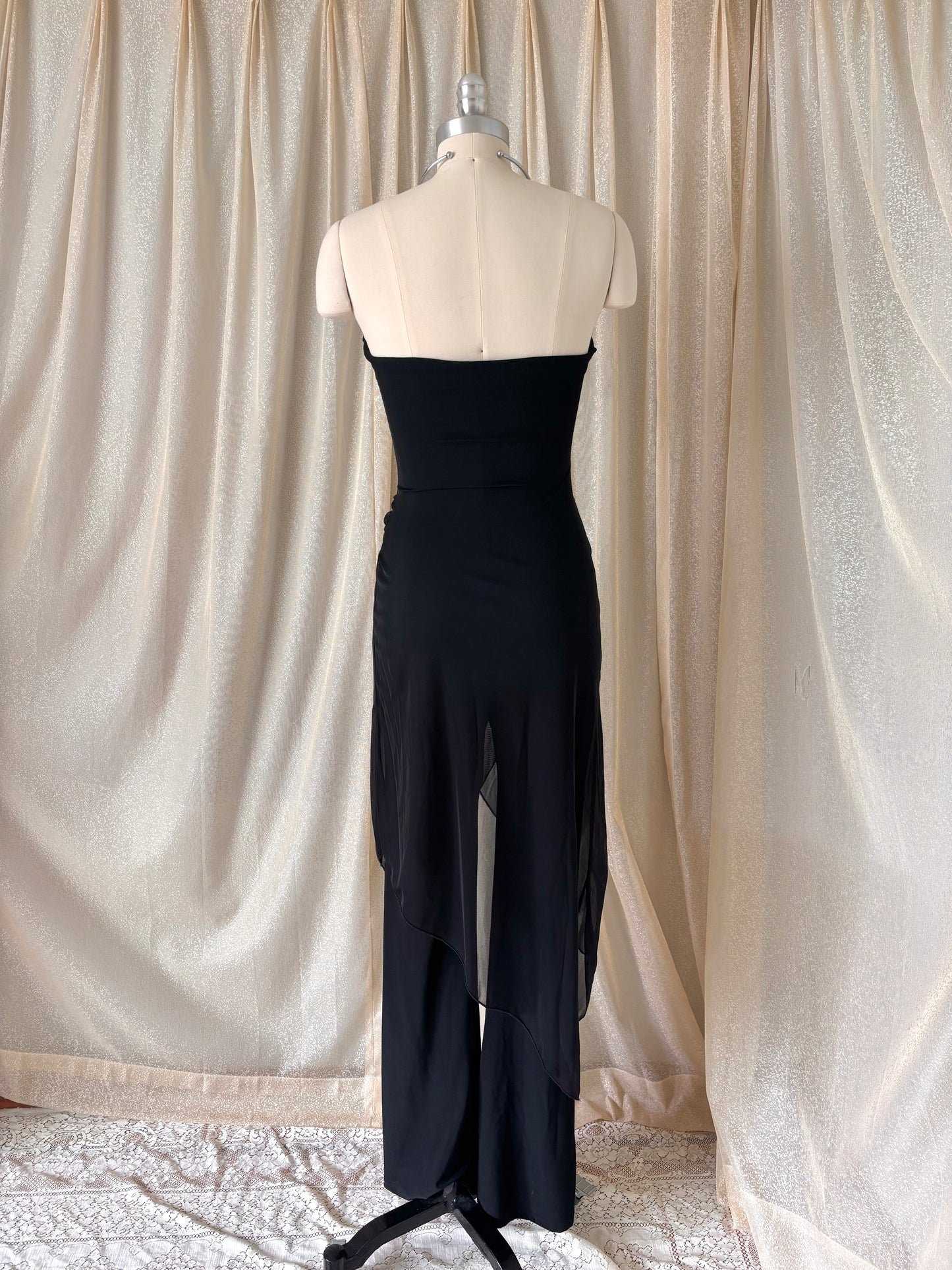 90s/00s strapless floral jumpsuit