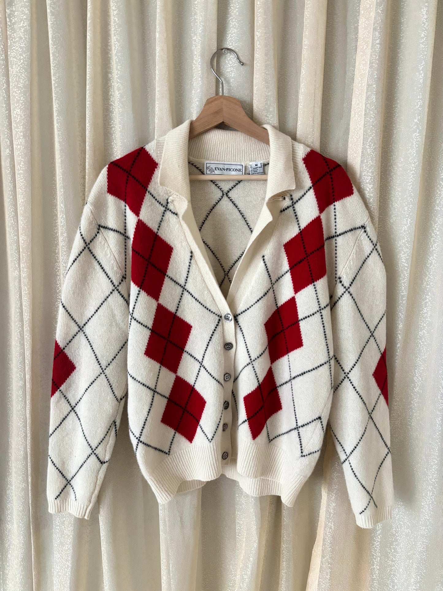 80s argyle collared cardigan