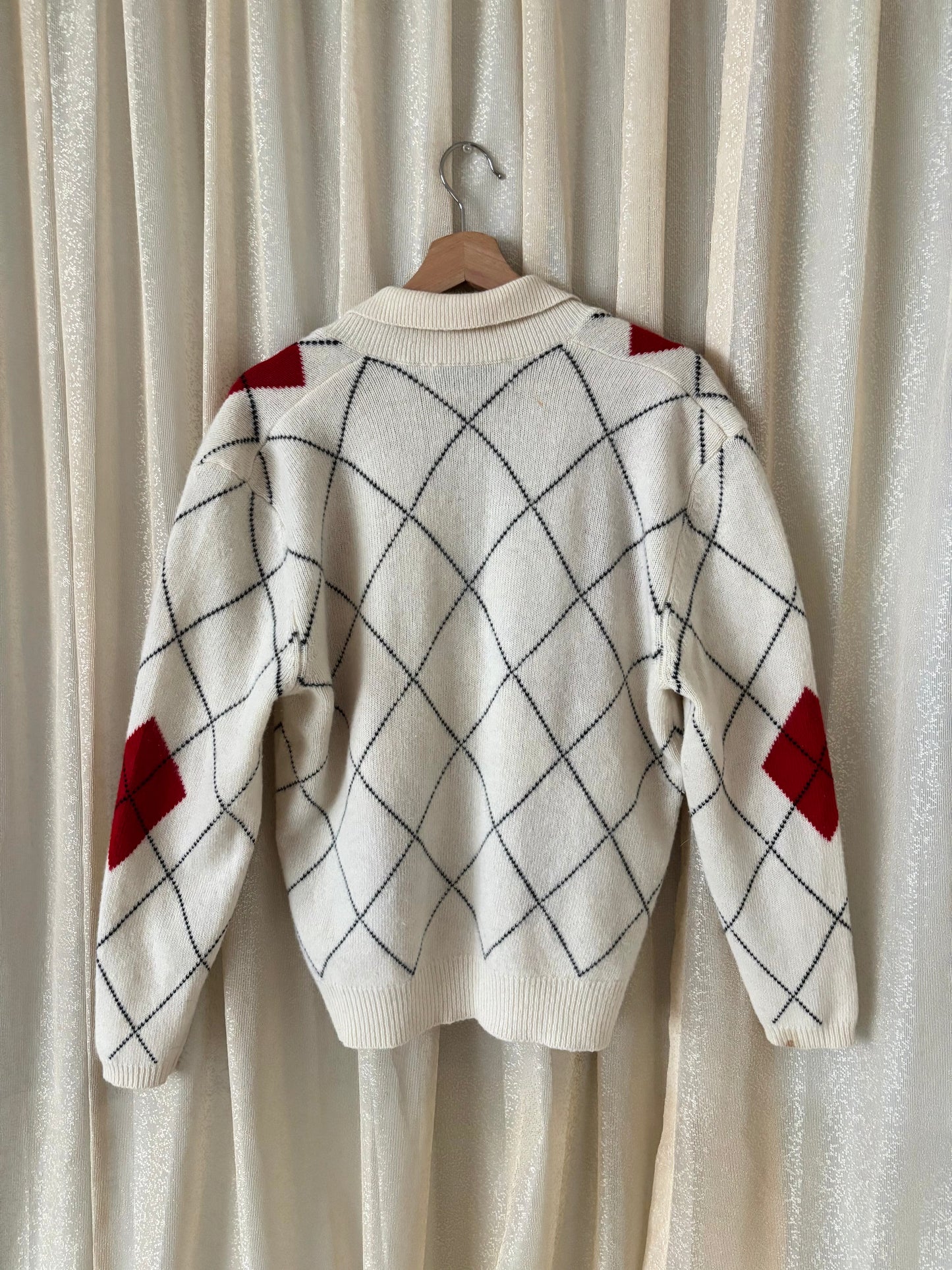 80s argyle collared cardigan