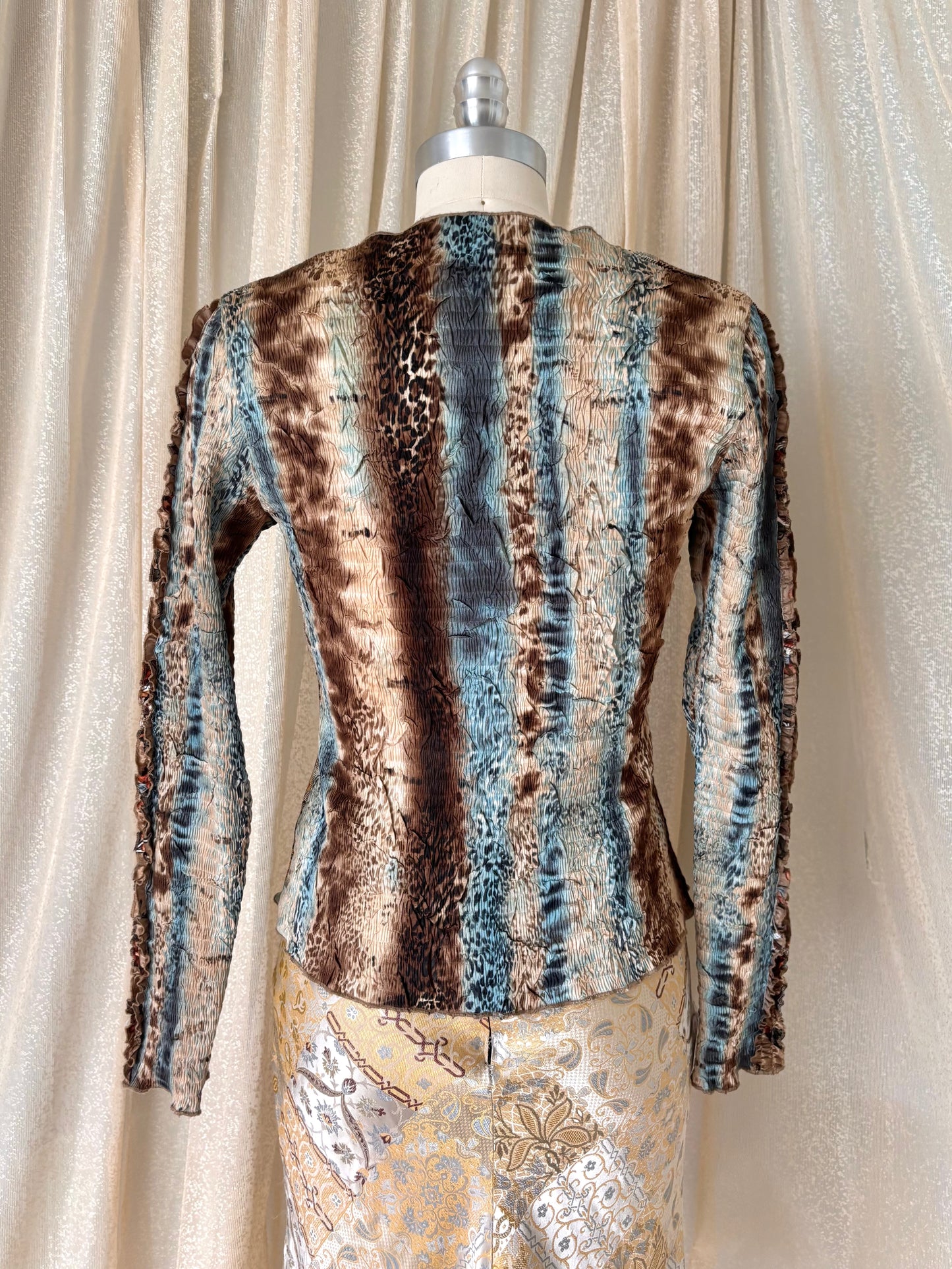 Alberto Makali floral leopard funky beaded top