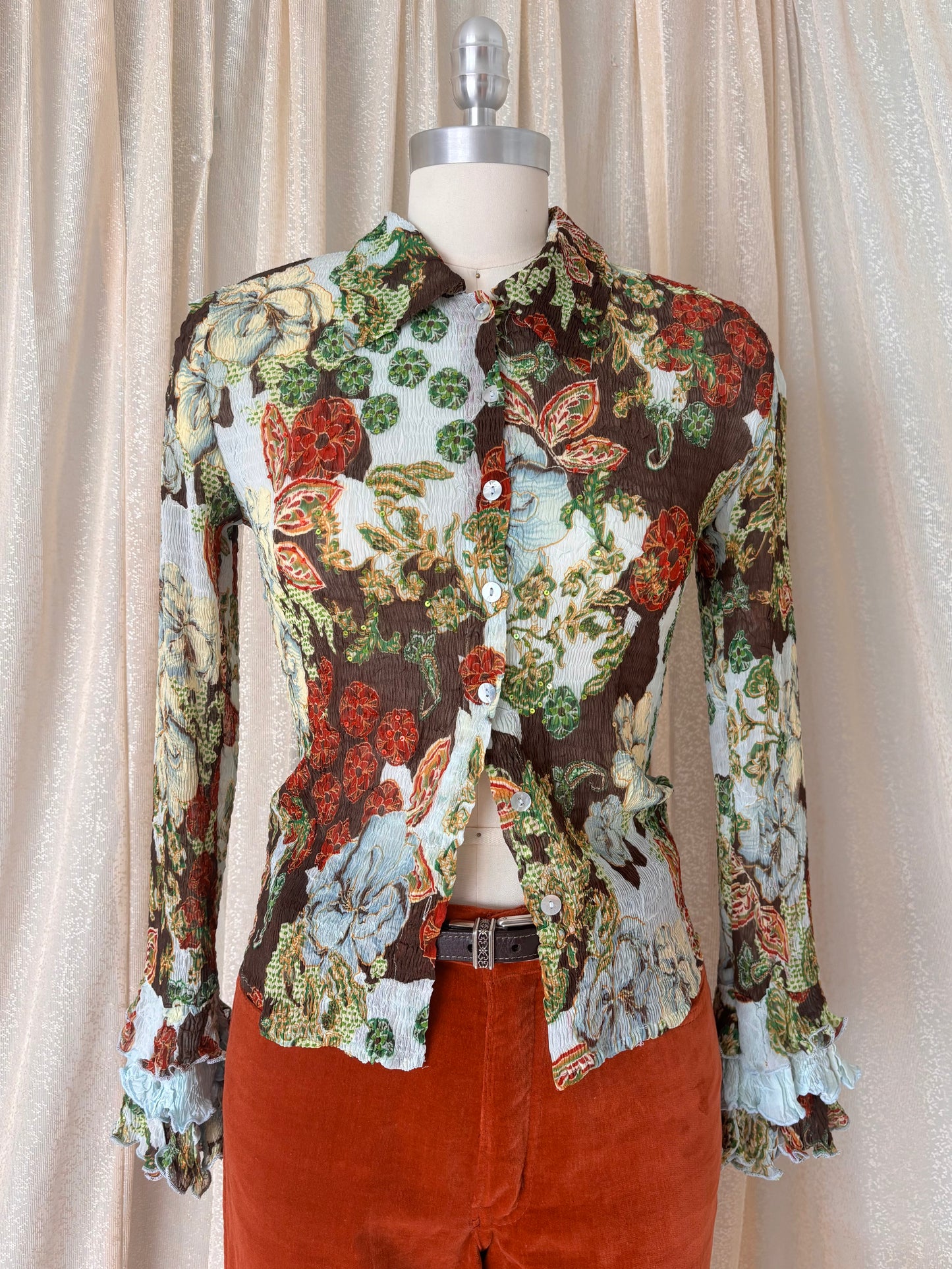 Alberto Makali floral pleated blouse