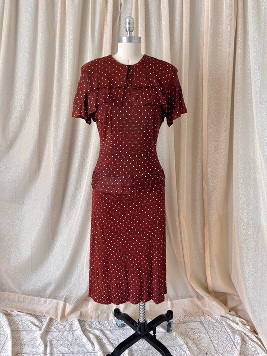 50s brown polka dot dress