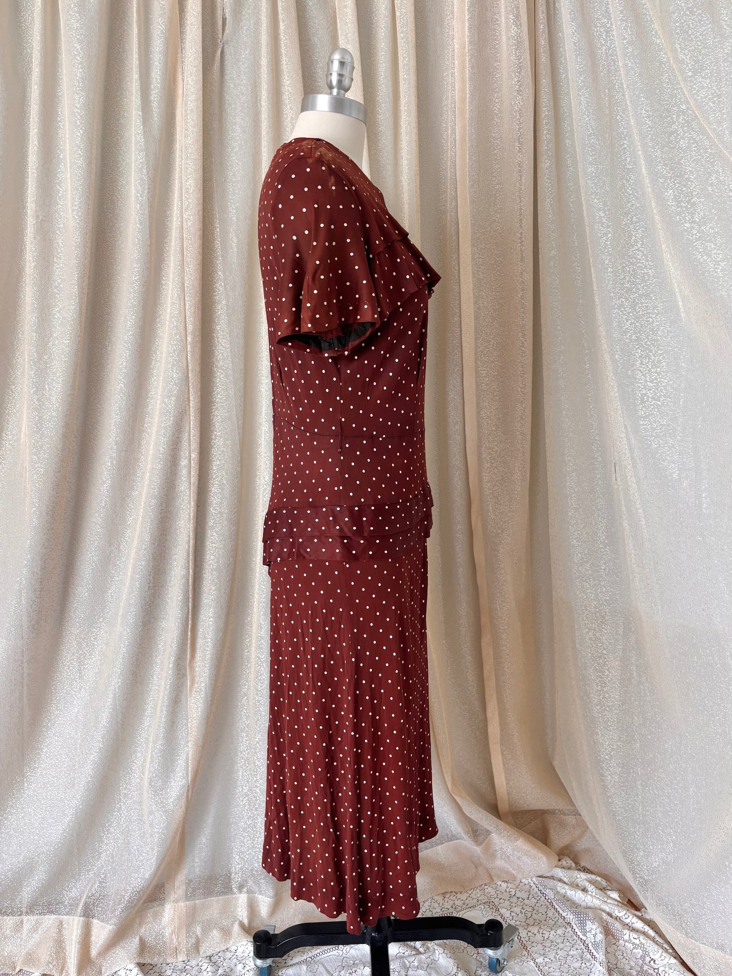 50s brown polka dot dress
