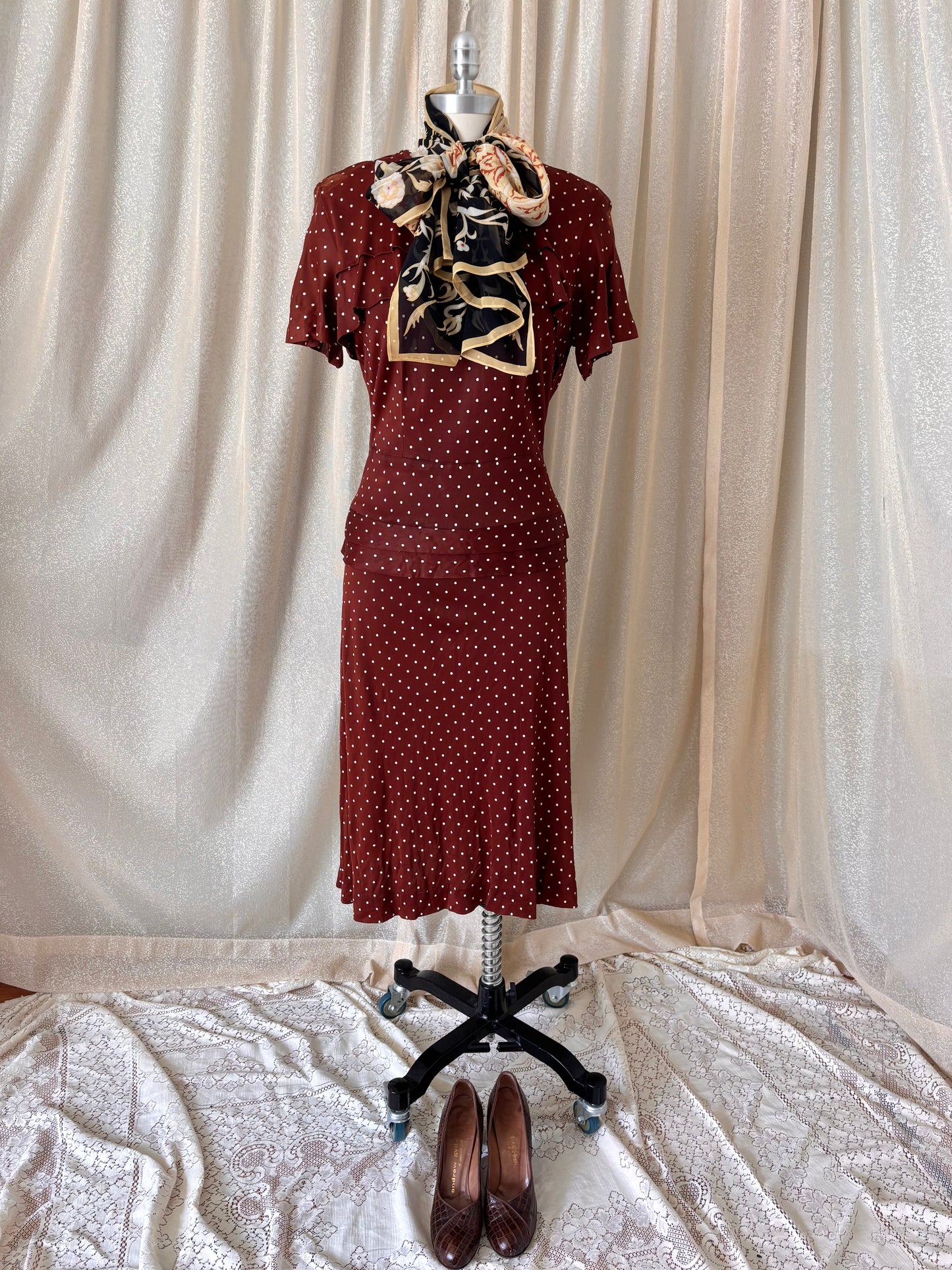 50s brown polka dot dress