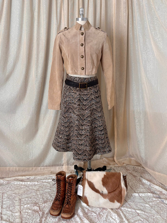 90s/00s Wilsons Maxima suede cropped military jacket