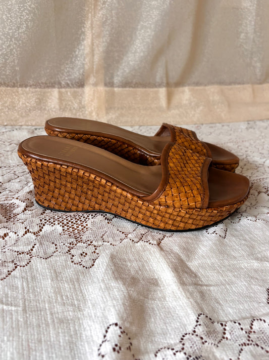 Stuart Weitzman woven leather platform sandals