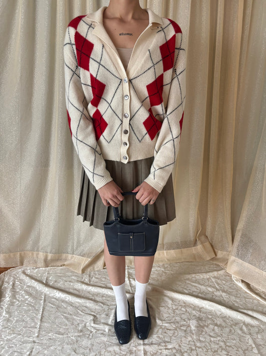 80s argyle collared cardigan