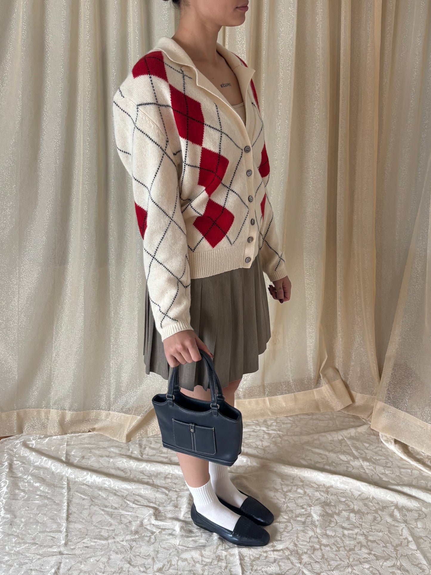 80s argyle collared cardigan