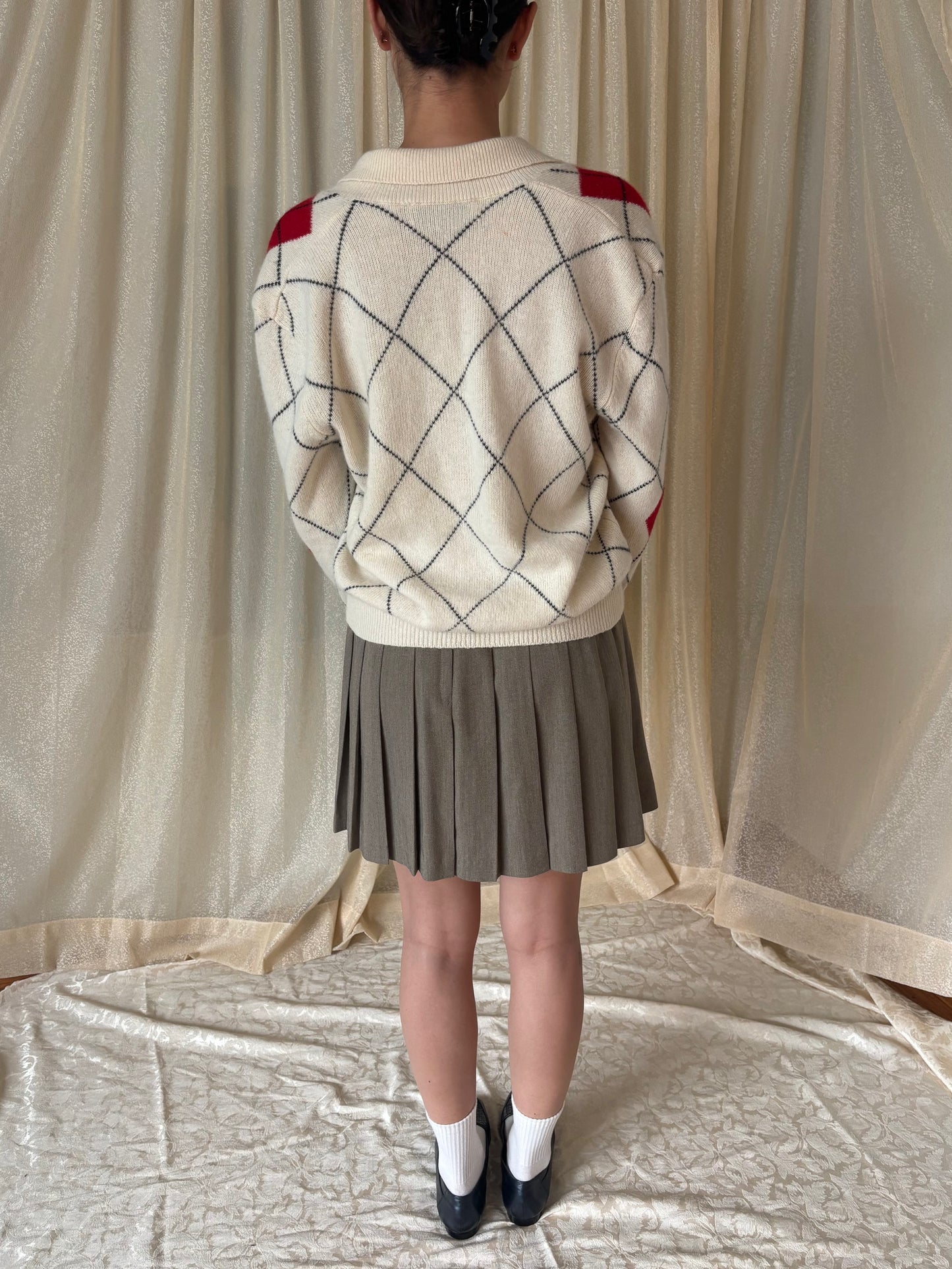 80s argyle collared cardigan