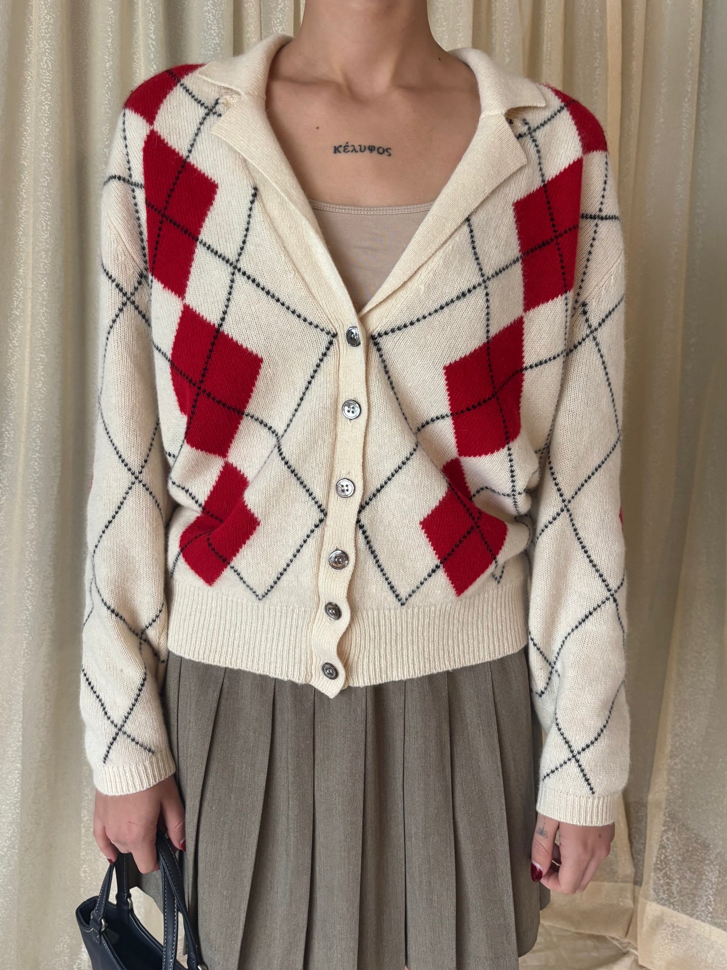80s argyle collared cardigan
