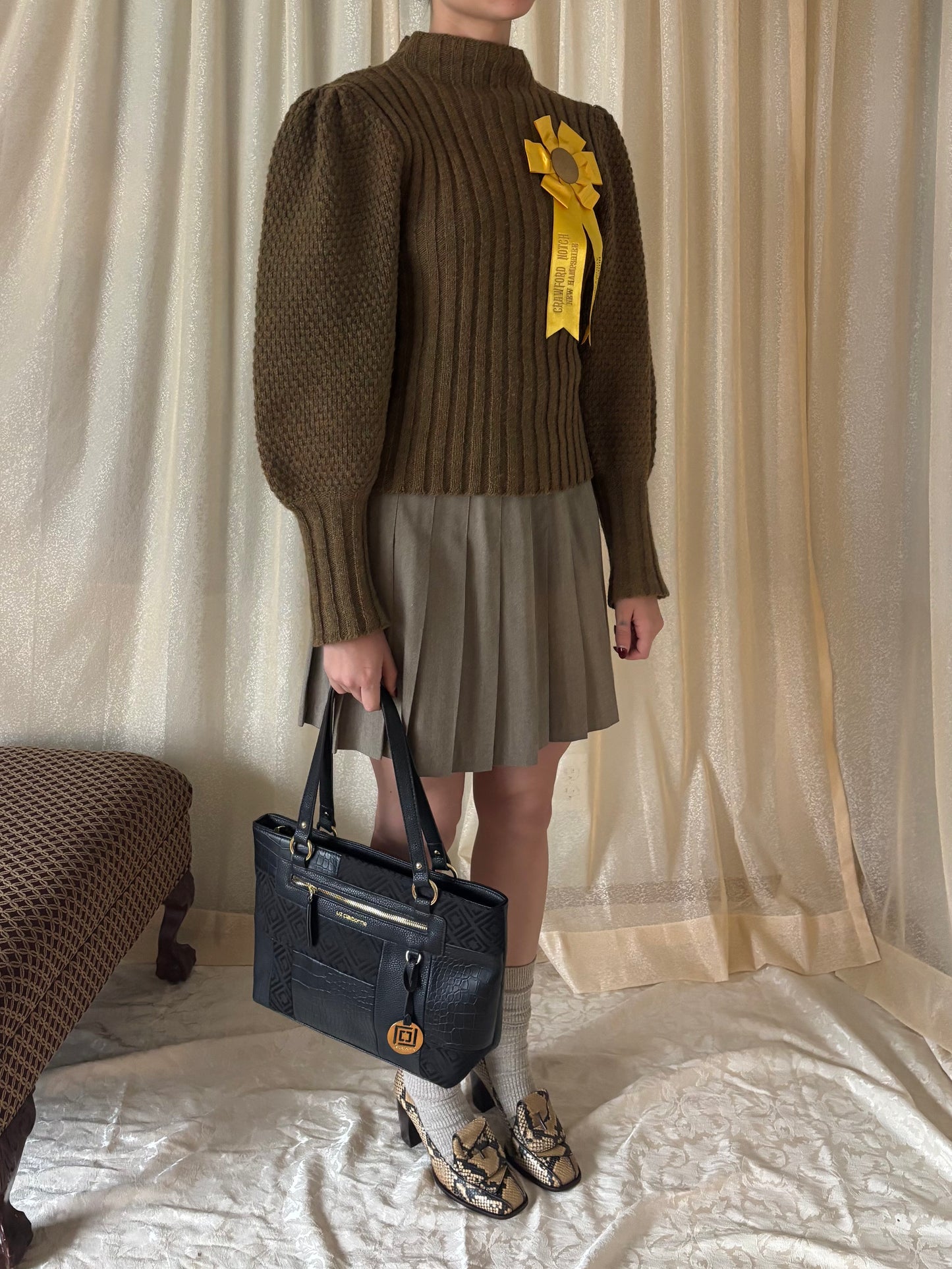 80s wool balloon-sleeve knit