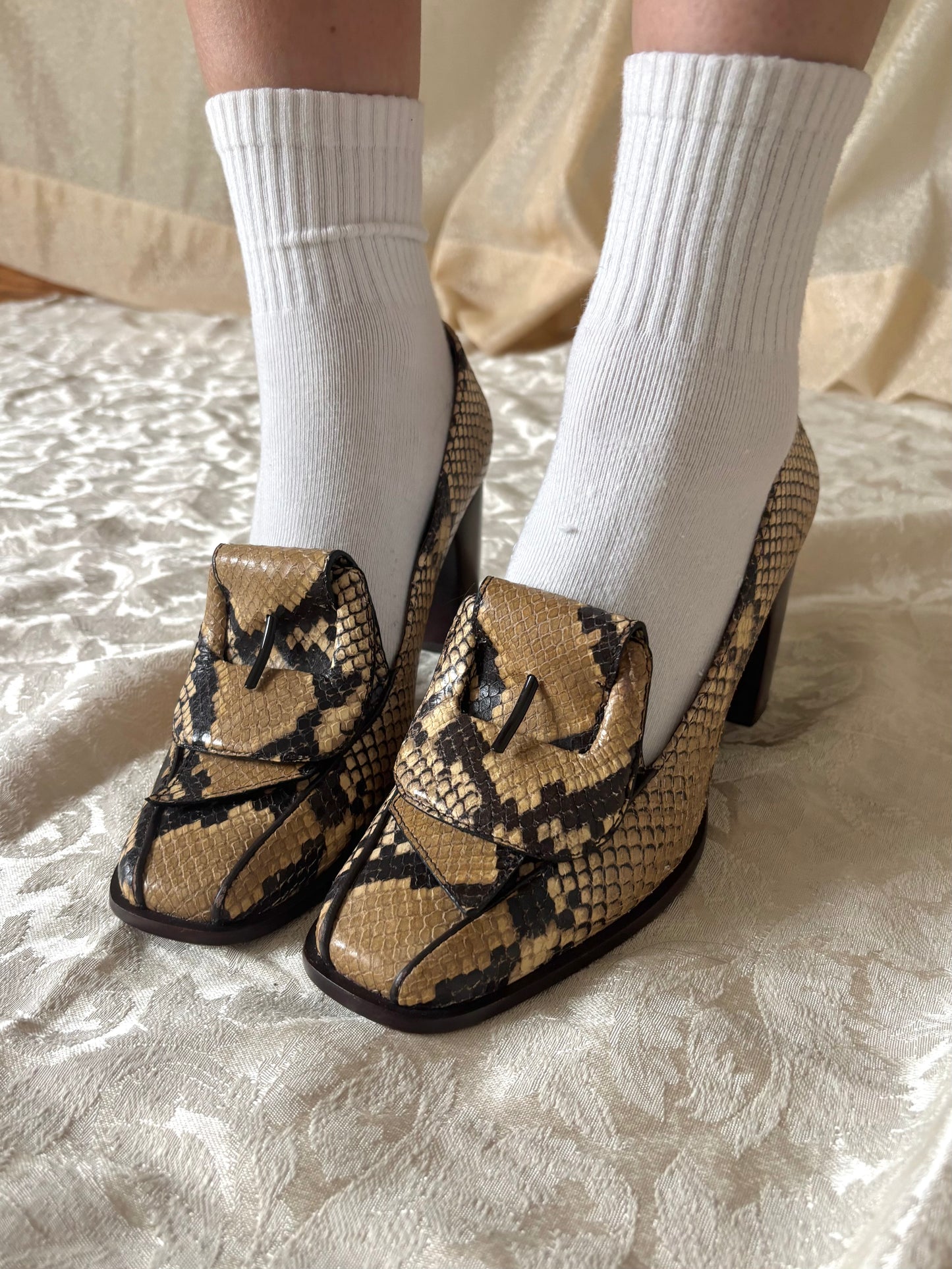 Tory Burch snake-print loafer pumps