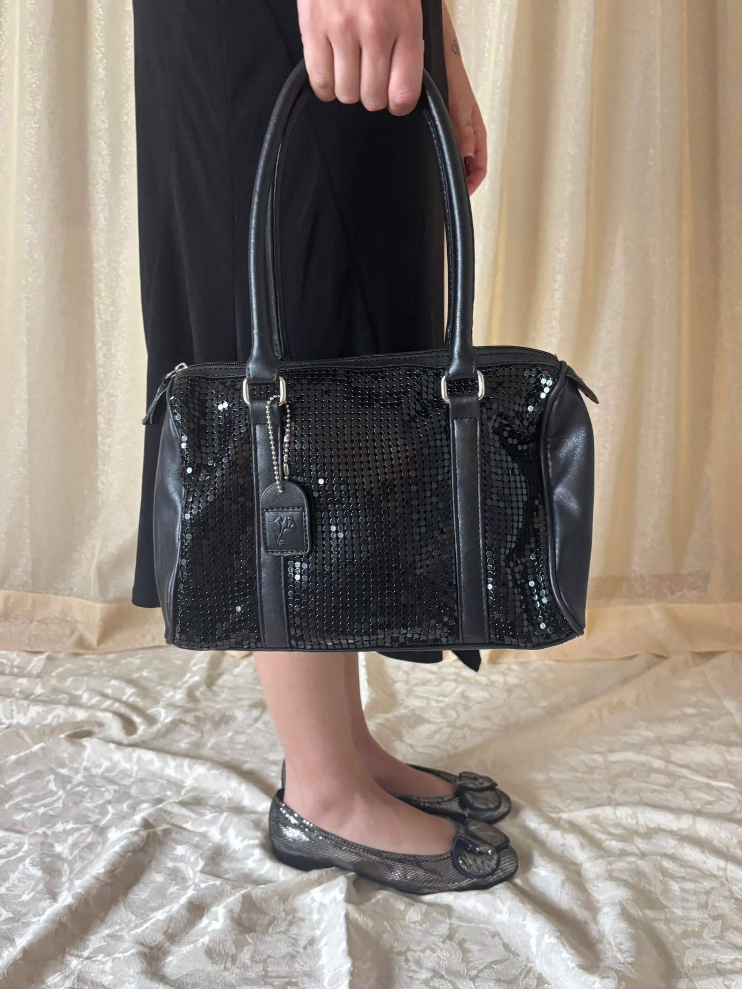 Black chainmail shoulder bag