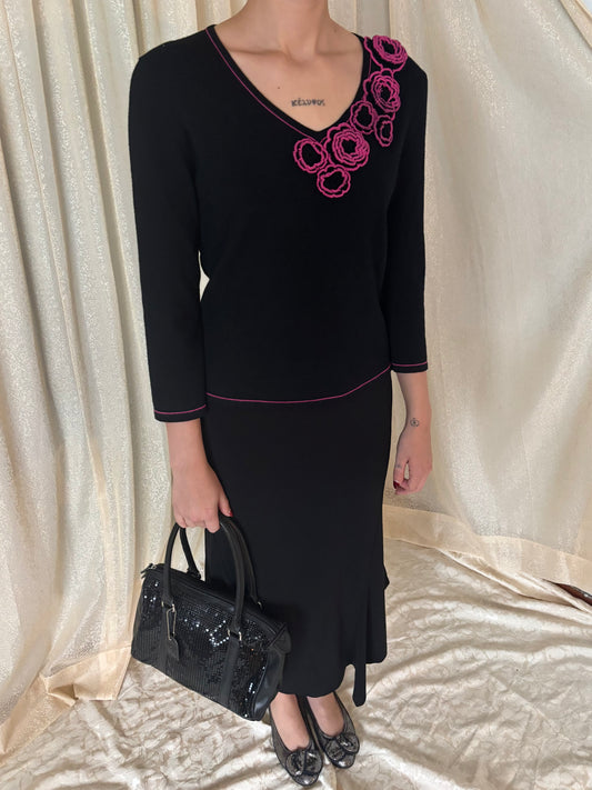 90s contrast rose sweater