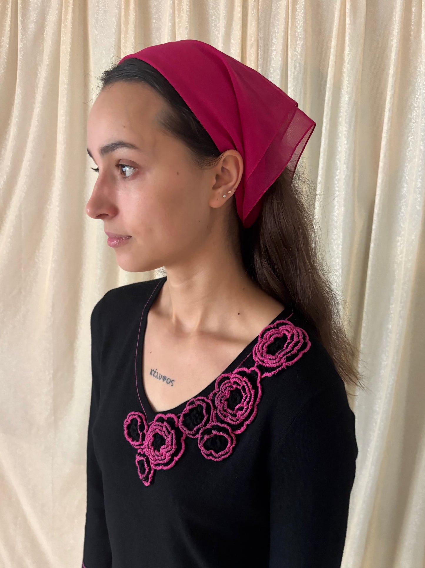 Sheer pink Italian scarf