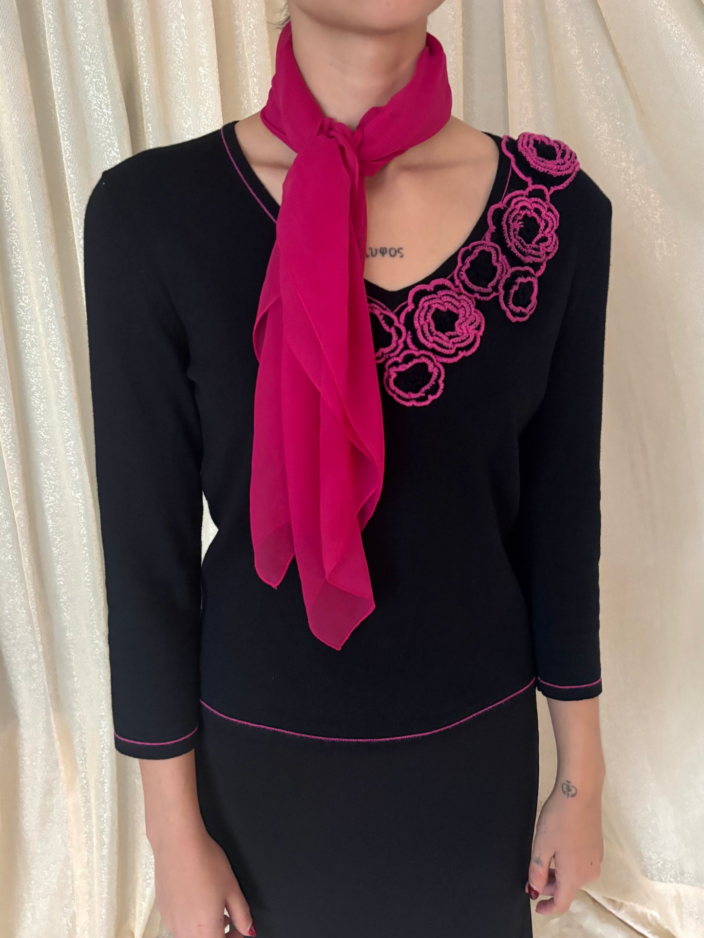 Sheer pink Italian scarf