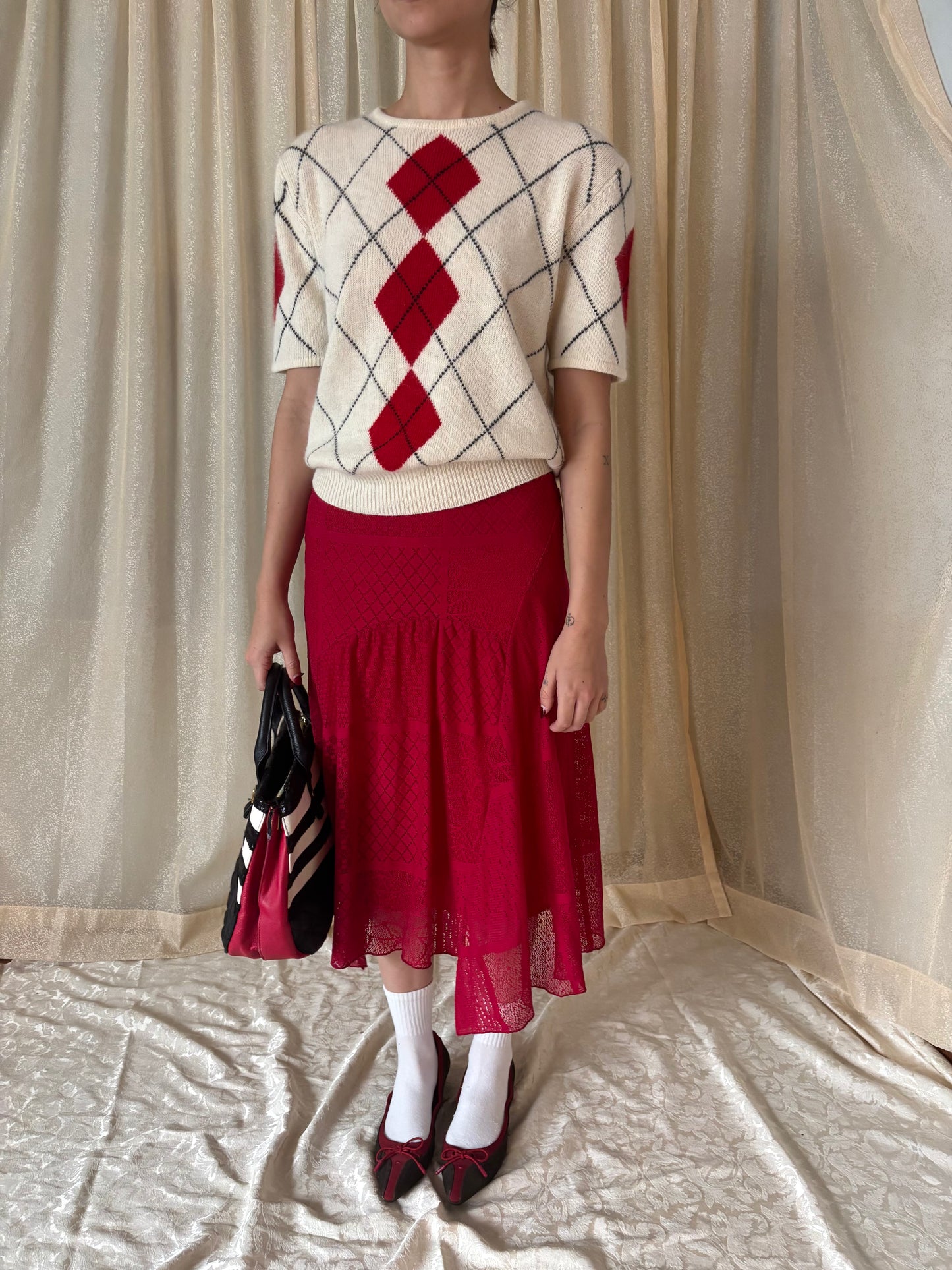 Asymmetrical lace patchwork skirt