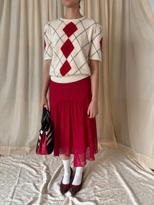 Asymmetrical lace patchwork skirt