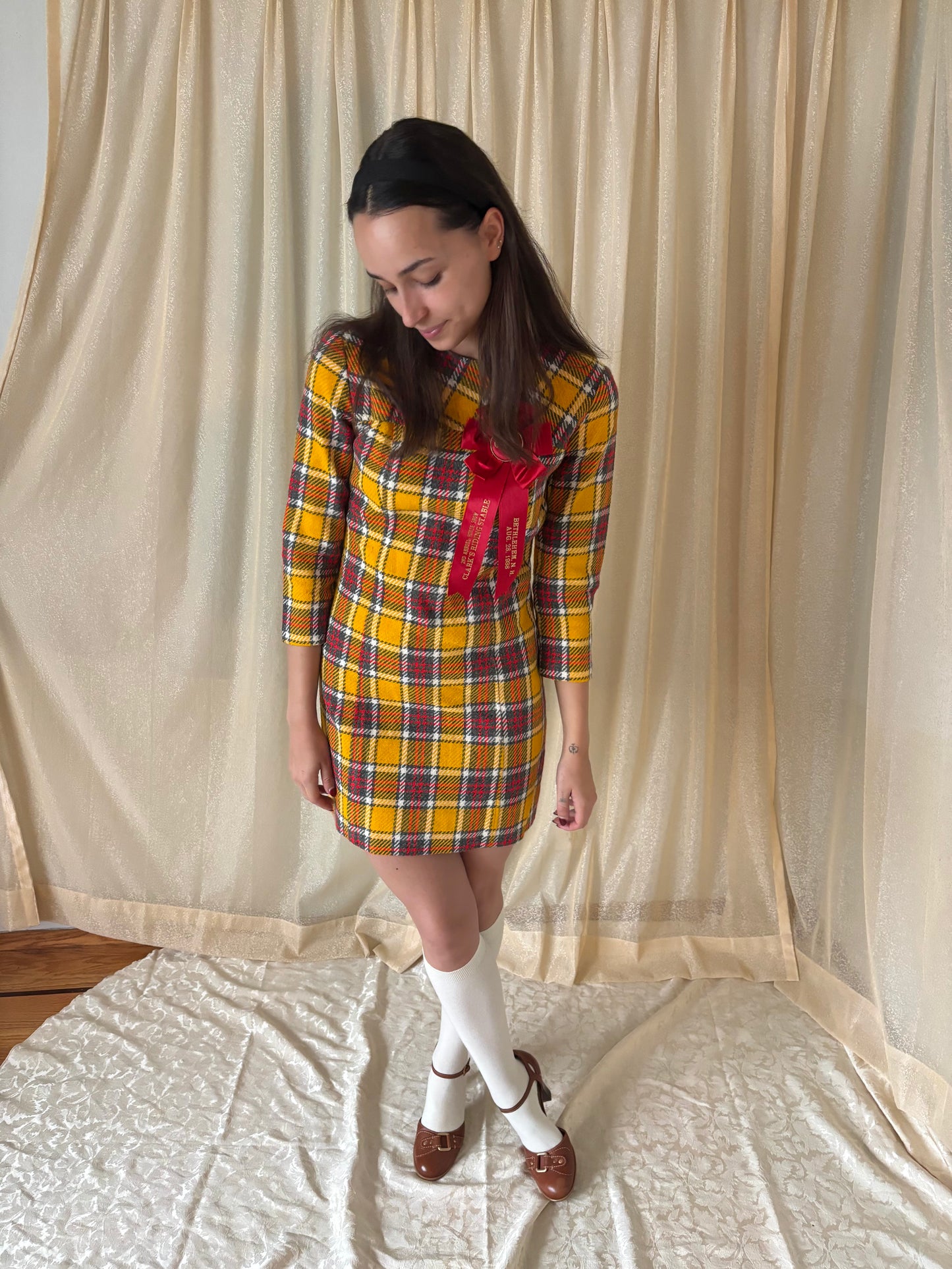 70s handmade wool shift dress