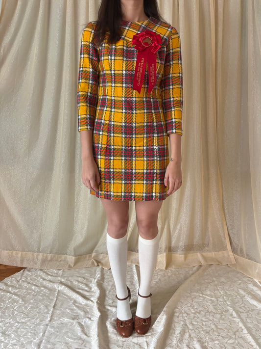 70s handmade wool shift dress