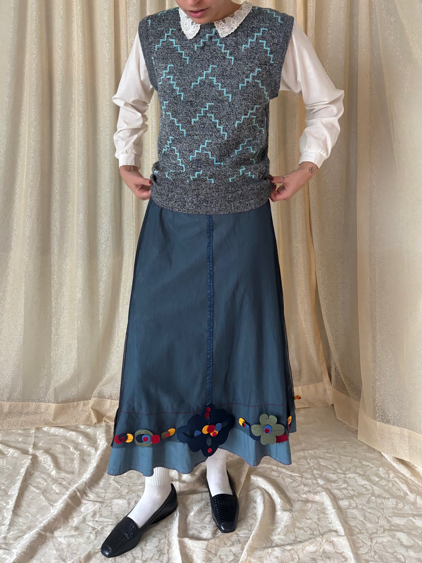 00s felt patch skirt