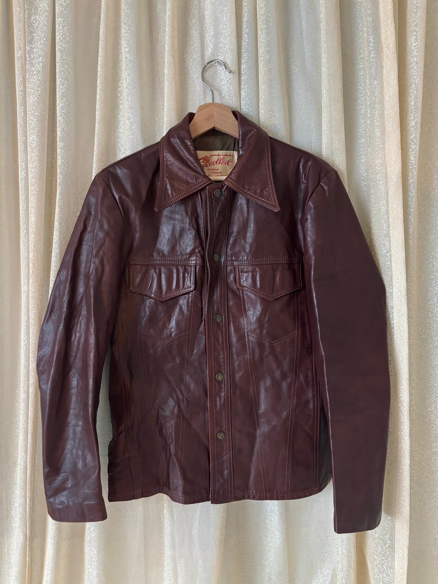70s burnt red leather trucker jacket