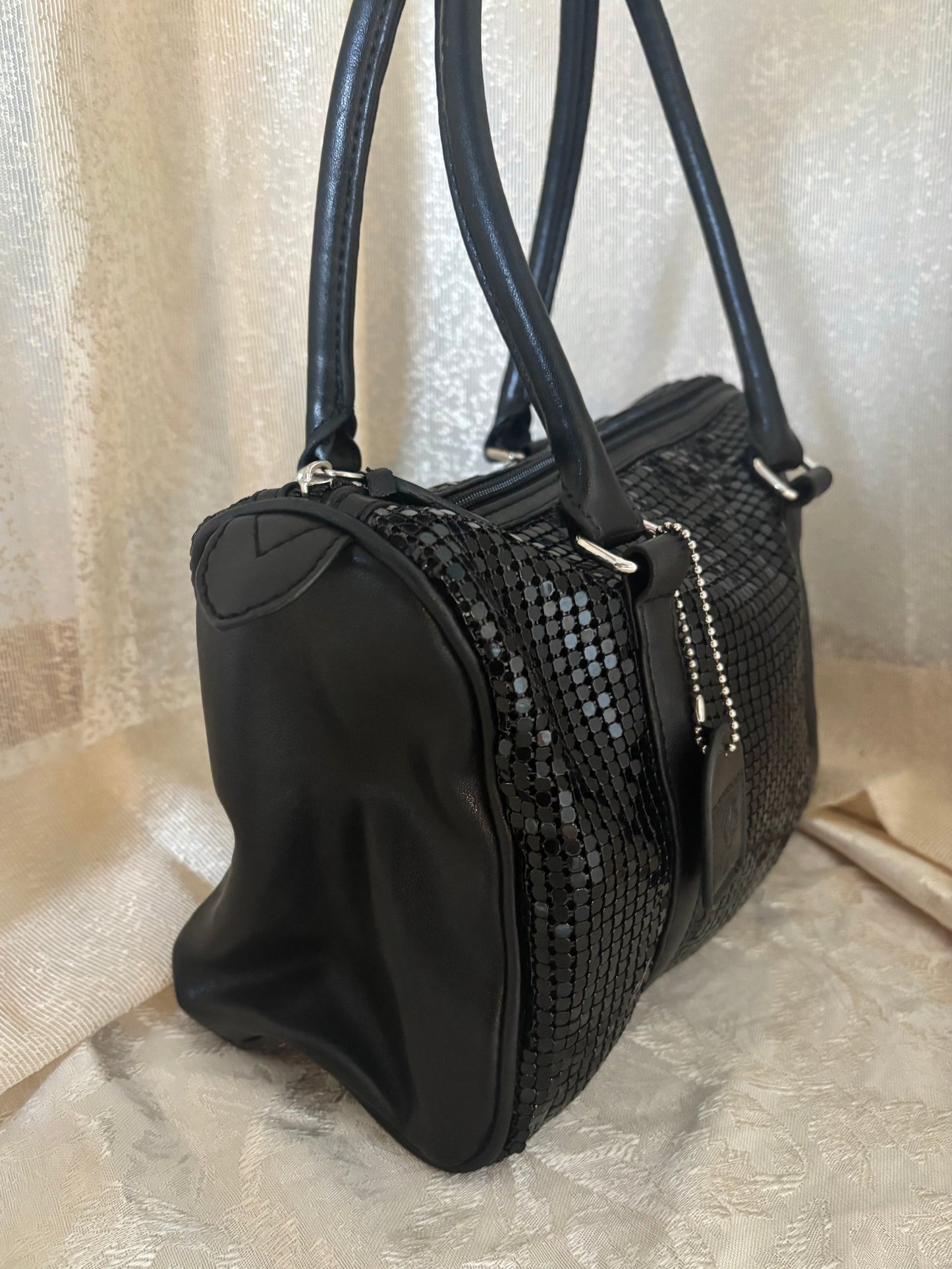 Black chainmail shoulder bag