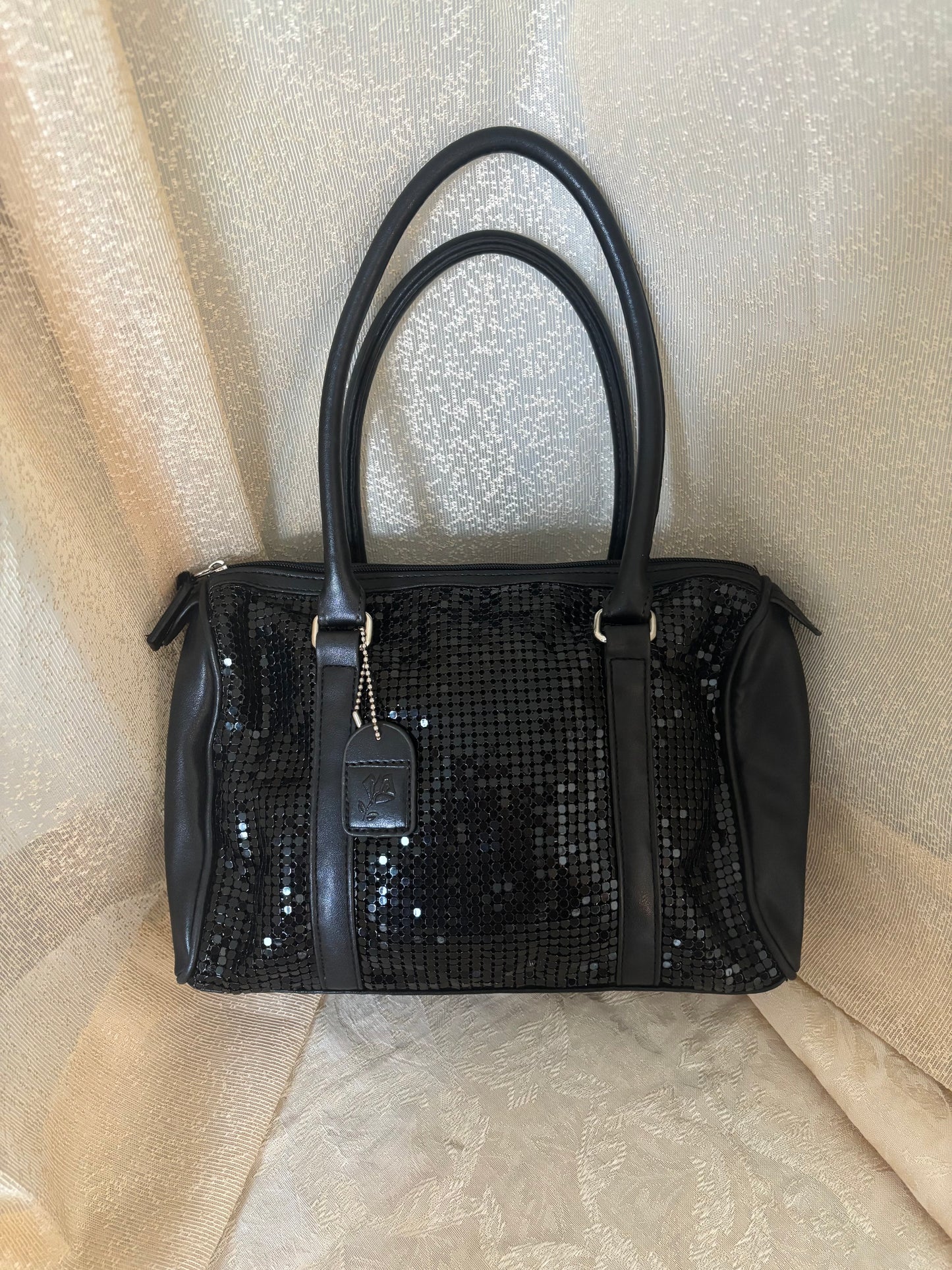 Black chainmail shoulder bag