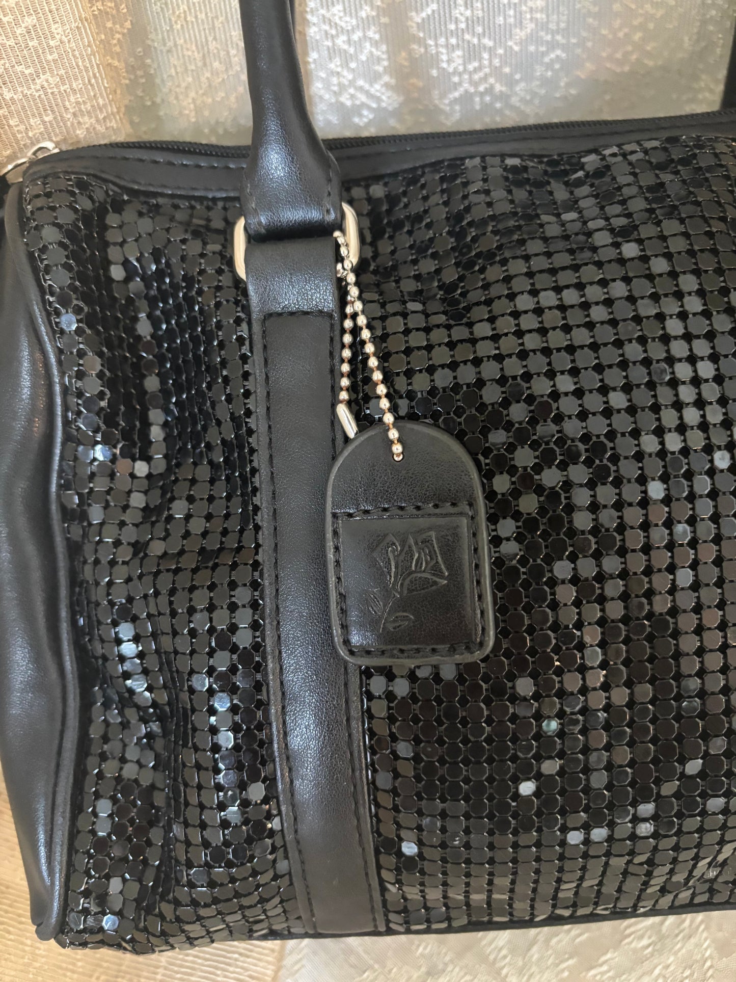 Black chainmail shoulder bag