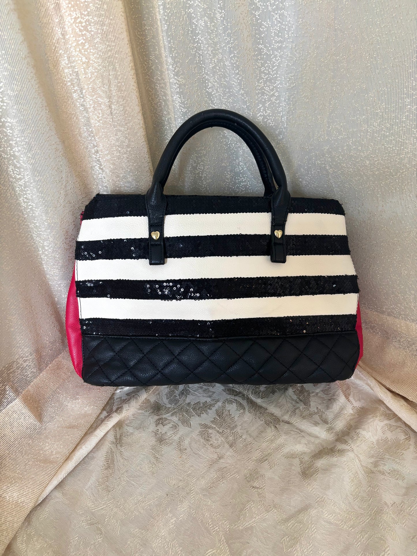 00s Betsey Johnson sequin striped satchel