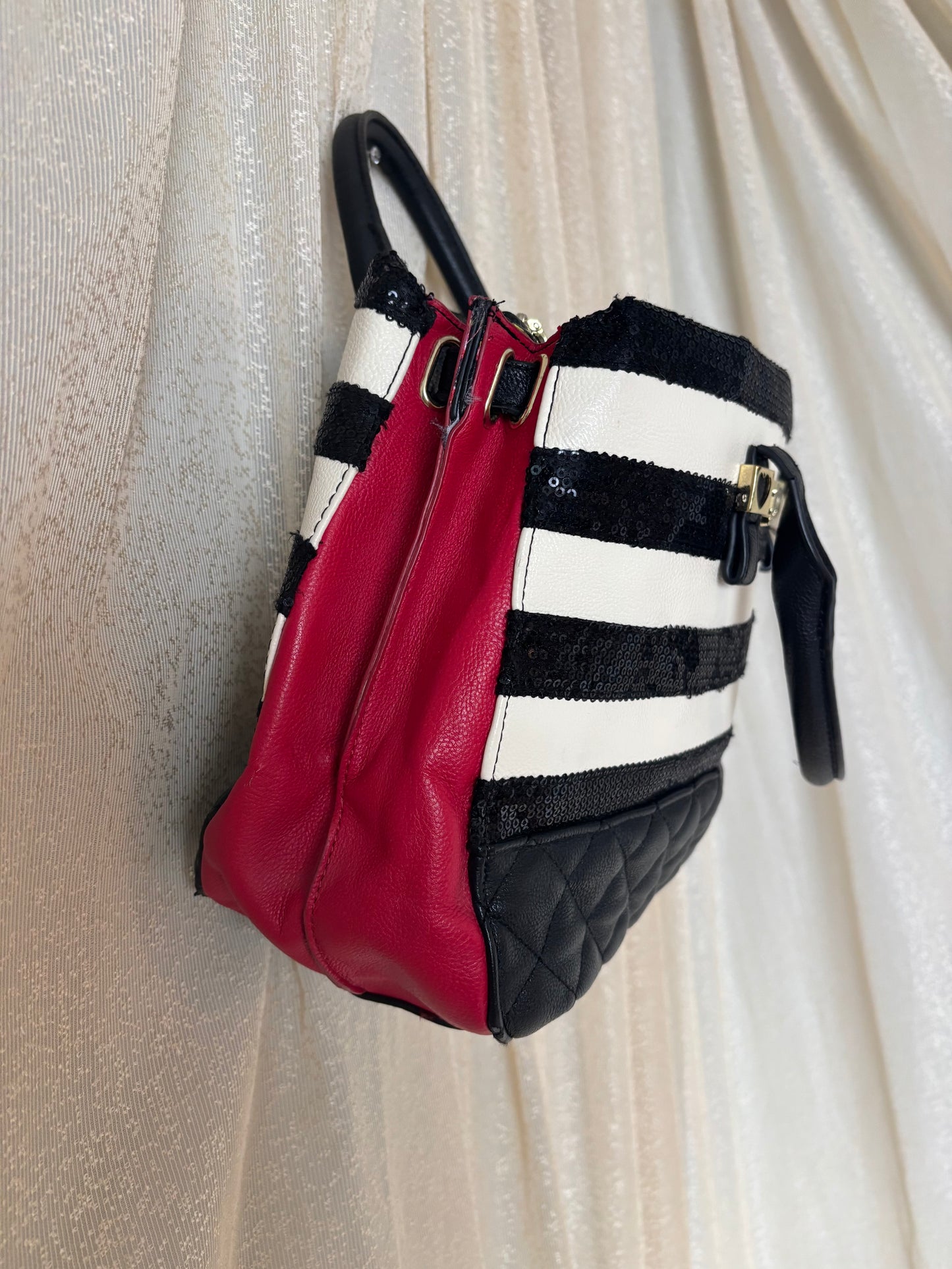 00s Betsey Johnson sequin striped satchel