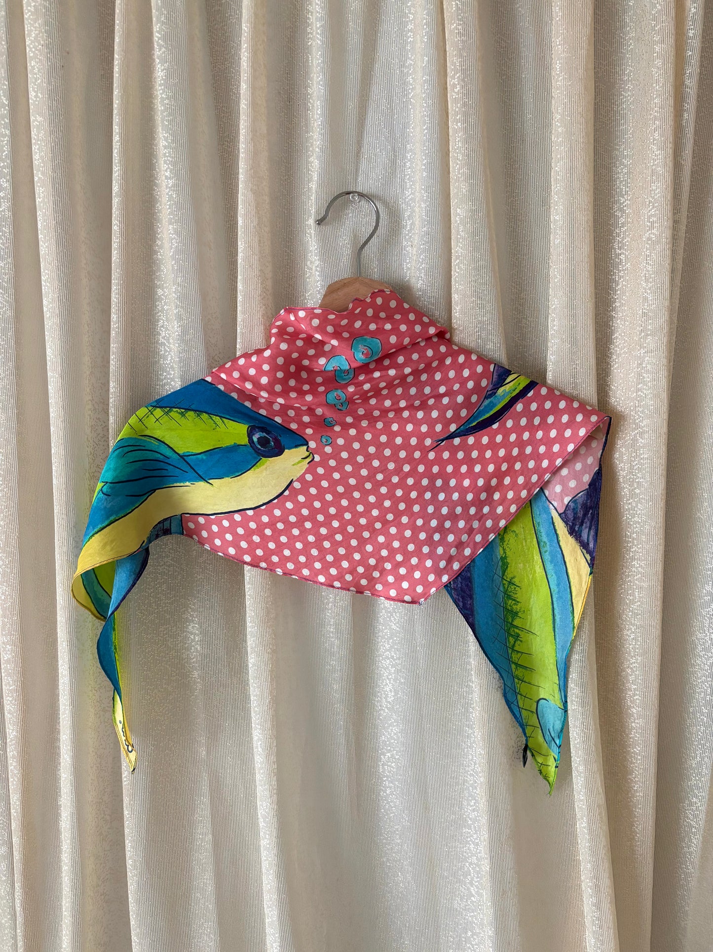 Silk polka dot fish scarf