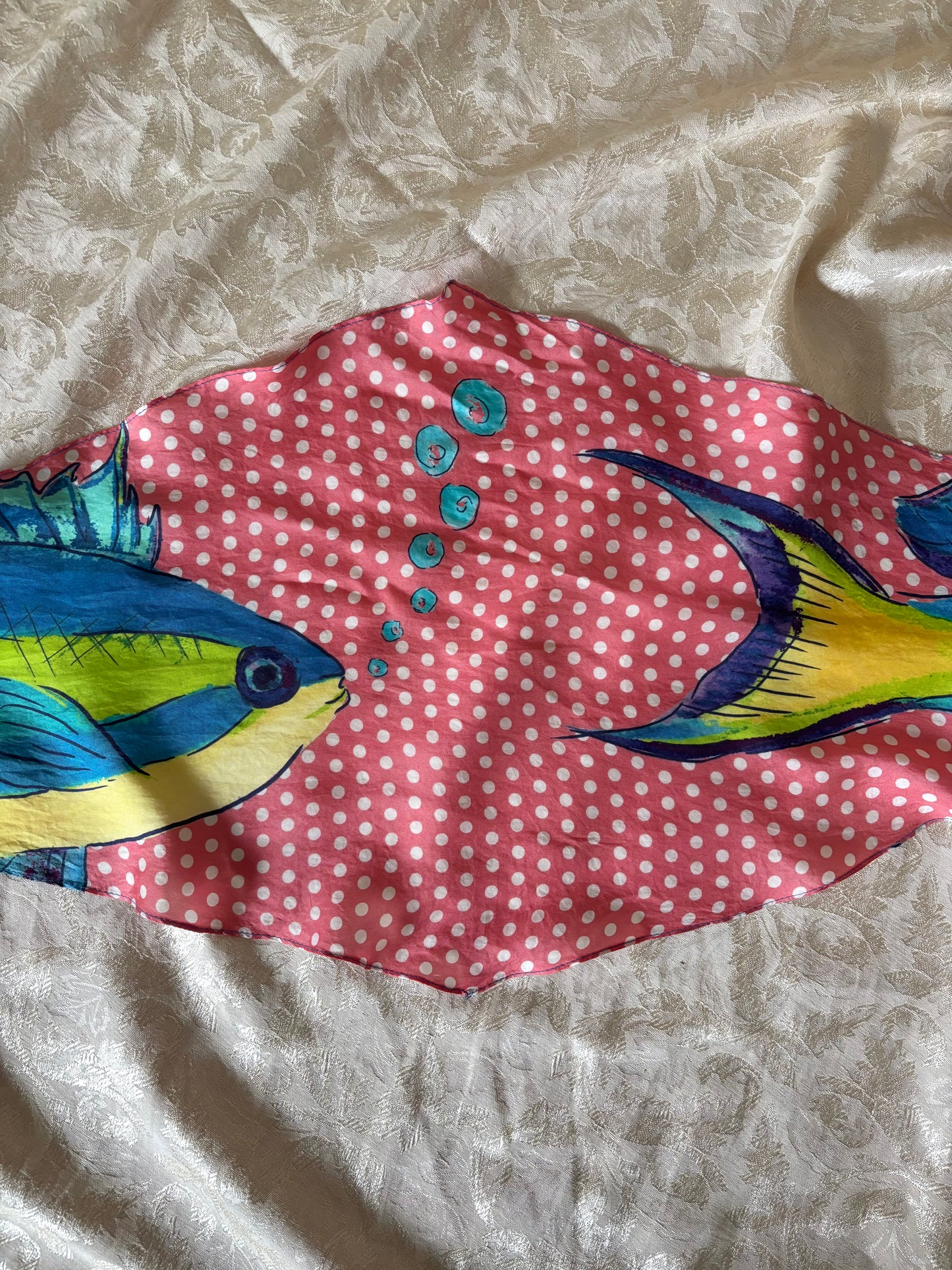 Silk polka dot fish scarf