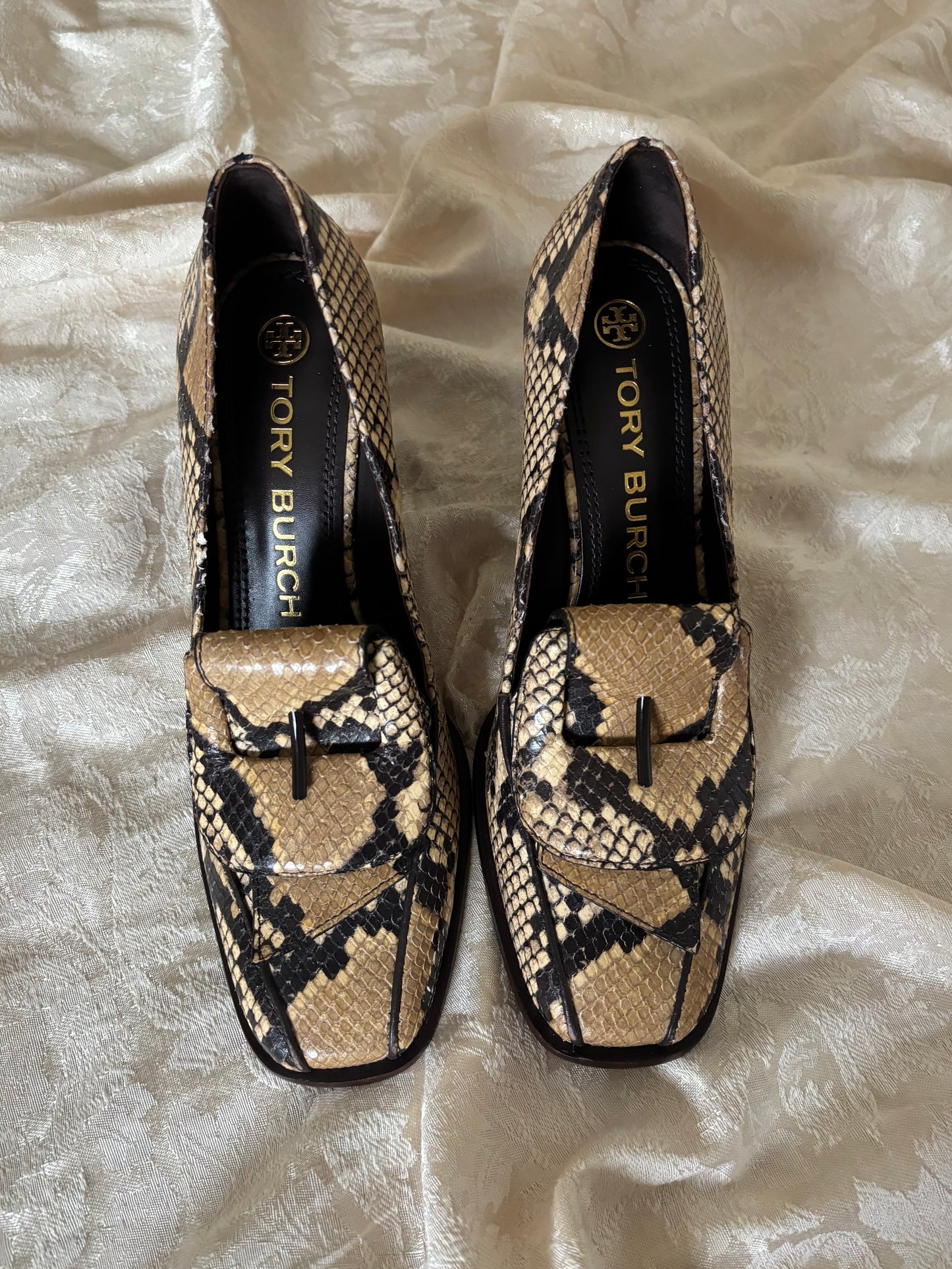 Tory Burch snake-print loafer pumps