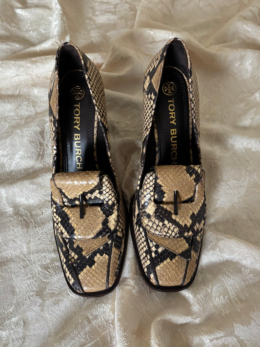 Tory Burch snake-print loafer pumps
