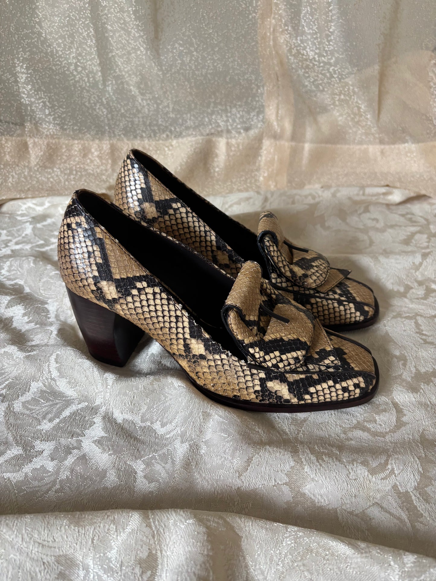 Tory Burch snake-print loafer pumps