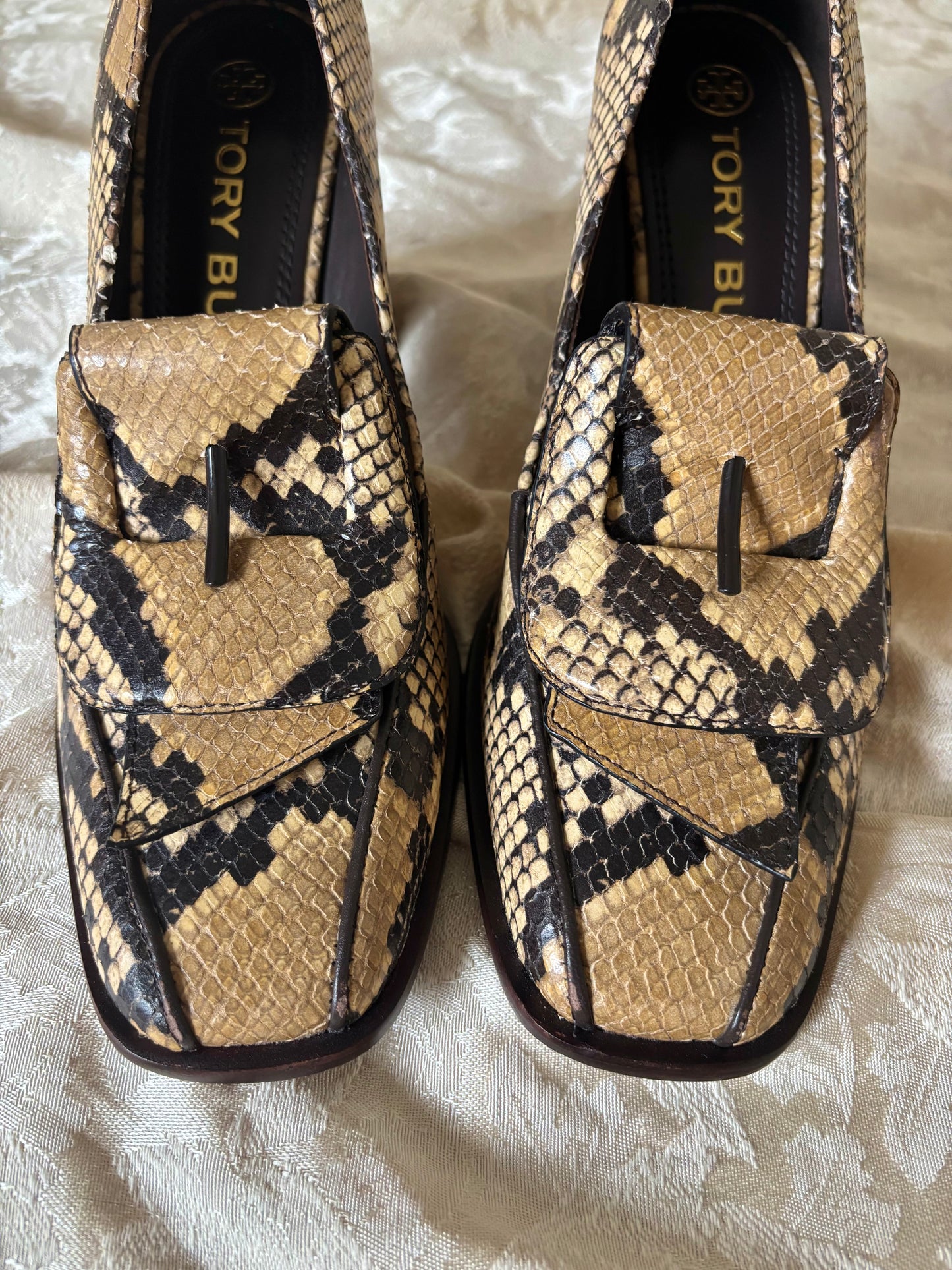 Tory Burch snake-print loafer pumps