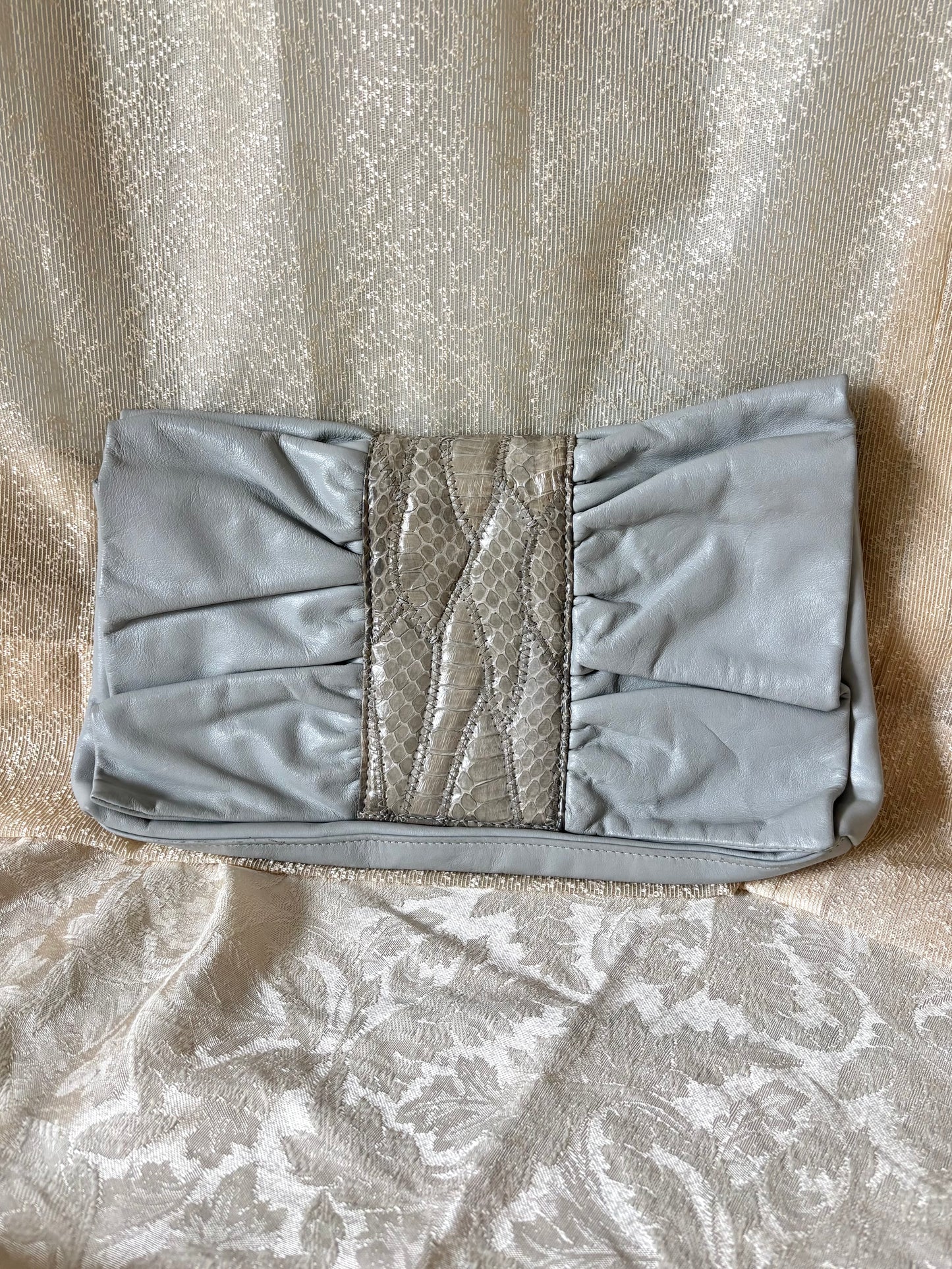 80s snakeskin applique envelope bag