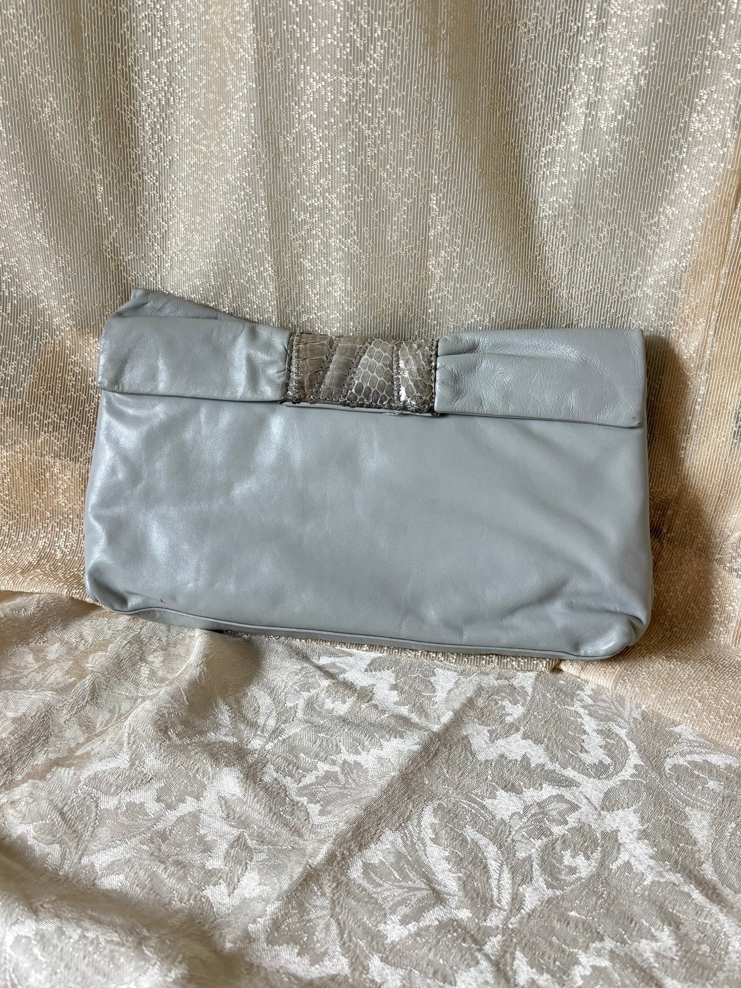 80s snakeskin applique envelope bag