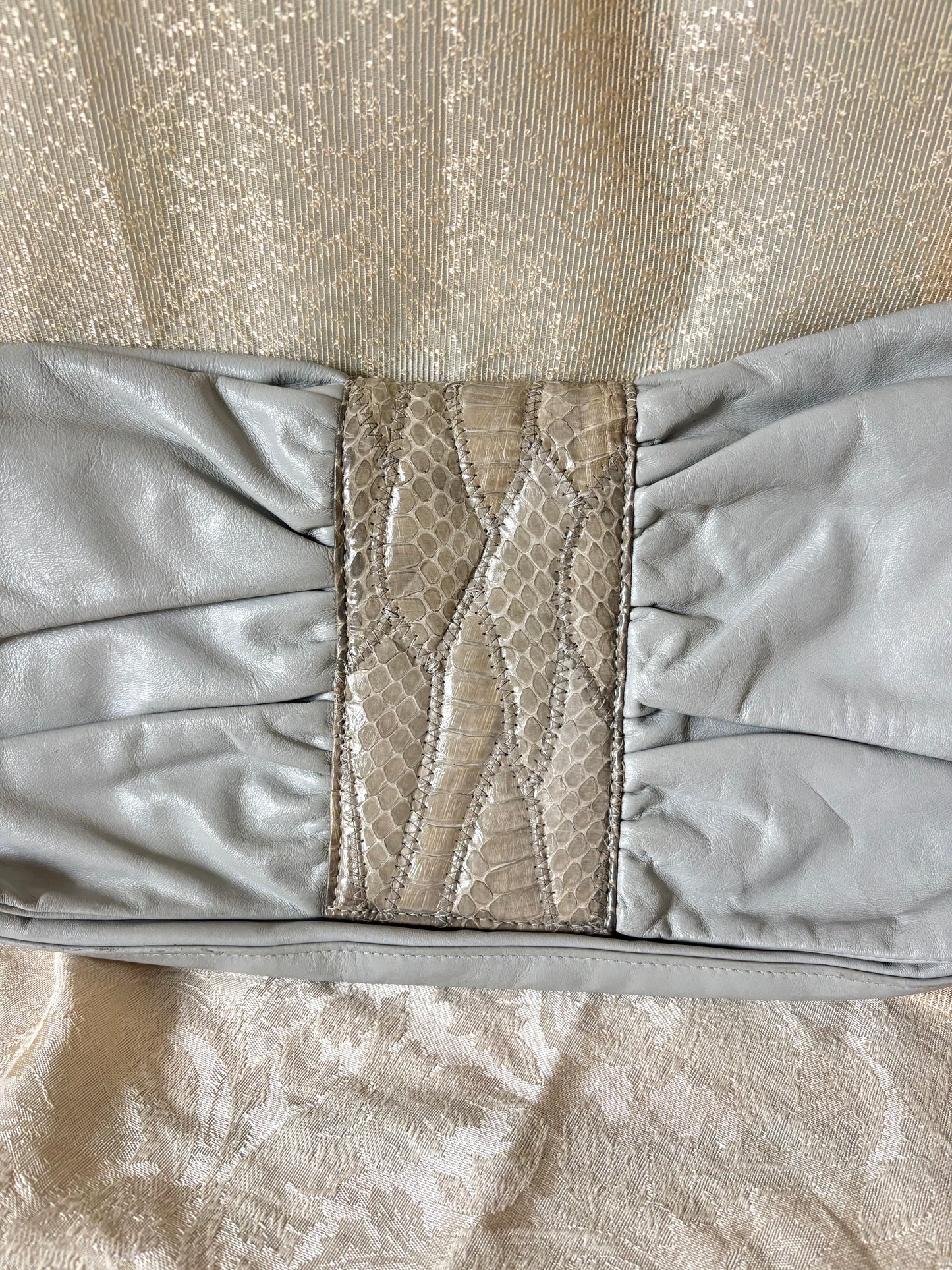 80s snakeskin applique envelope bag