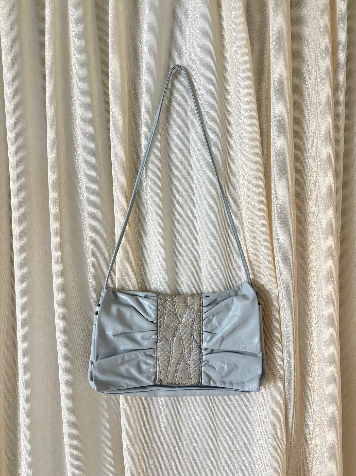 80s snakeskin applique envelope bag