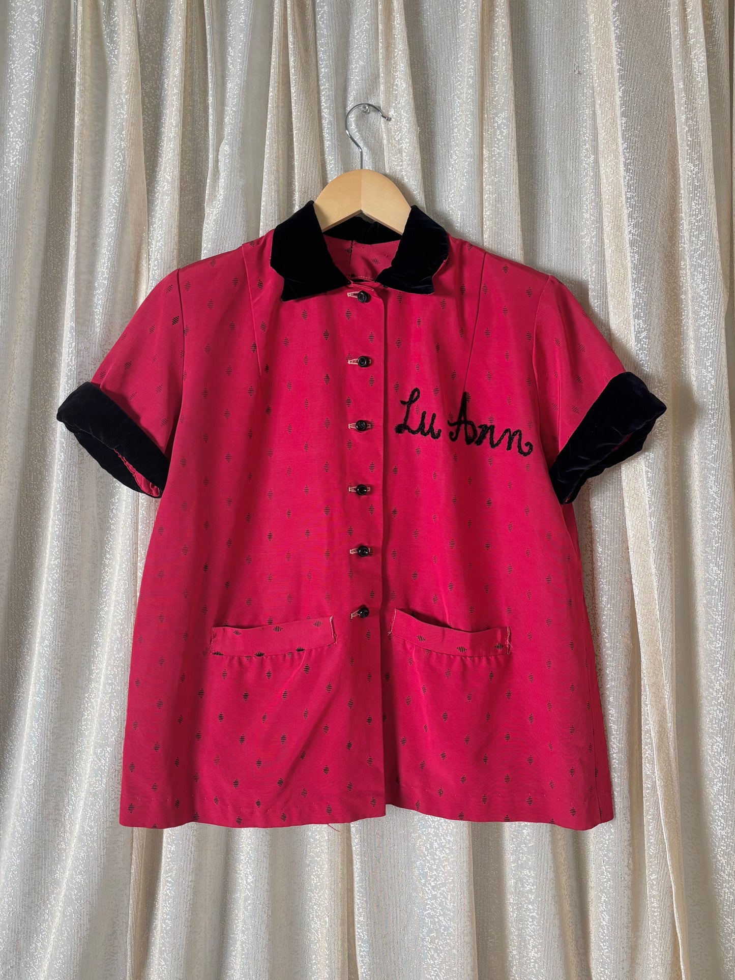 Vintage Lu Ann chain stitch bowling shirt