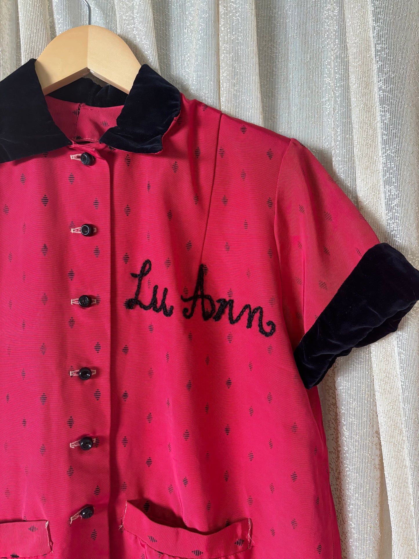 Vintage Lu Ann chain stitch bowling shirt