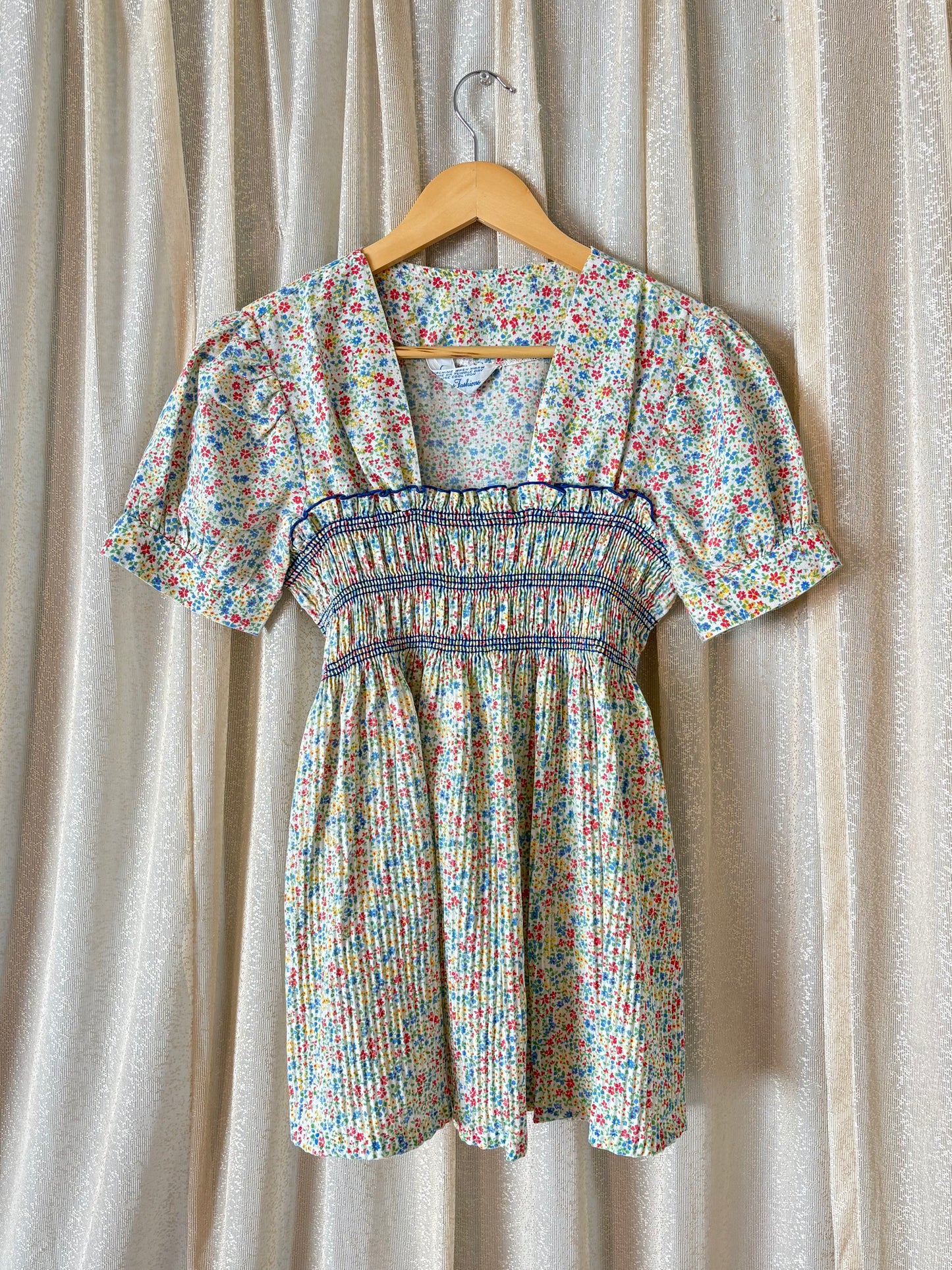 70s Sears floral smocked blouse