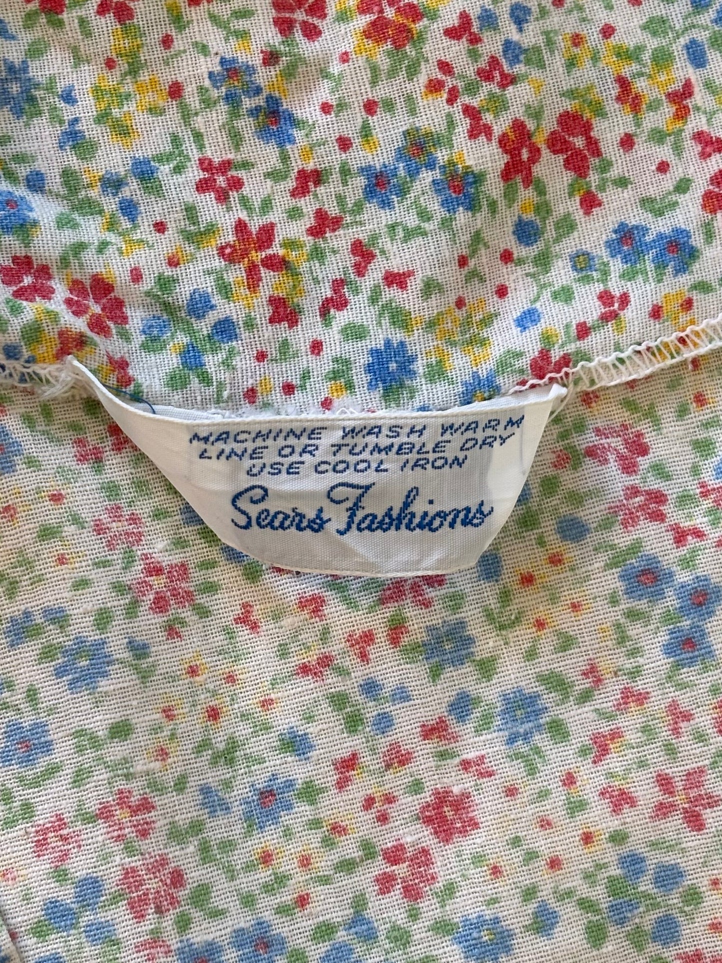 70s Sears floral smocked blouse