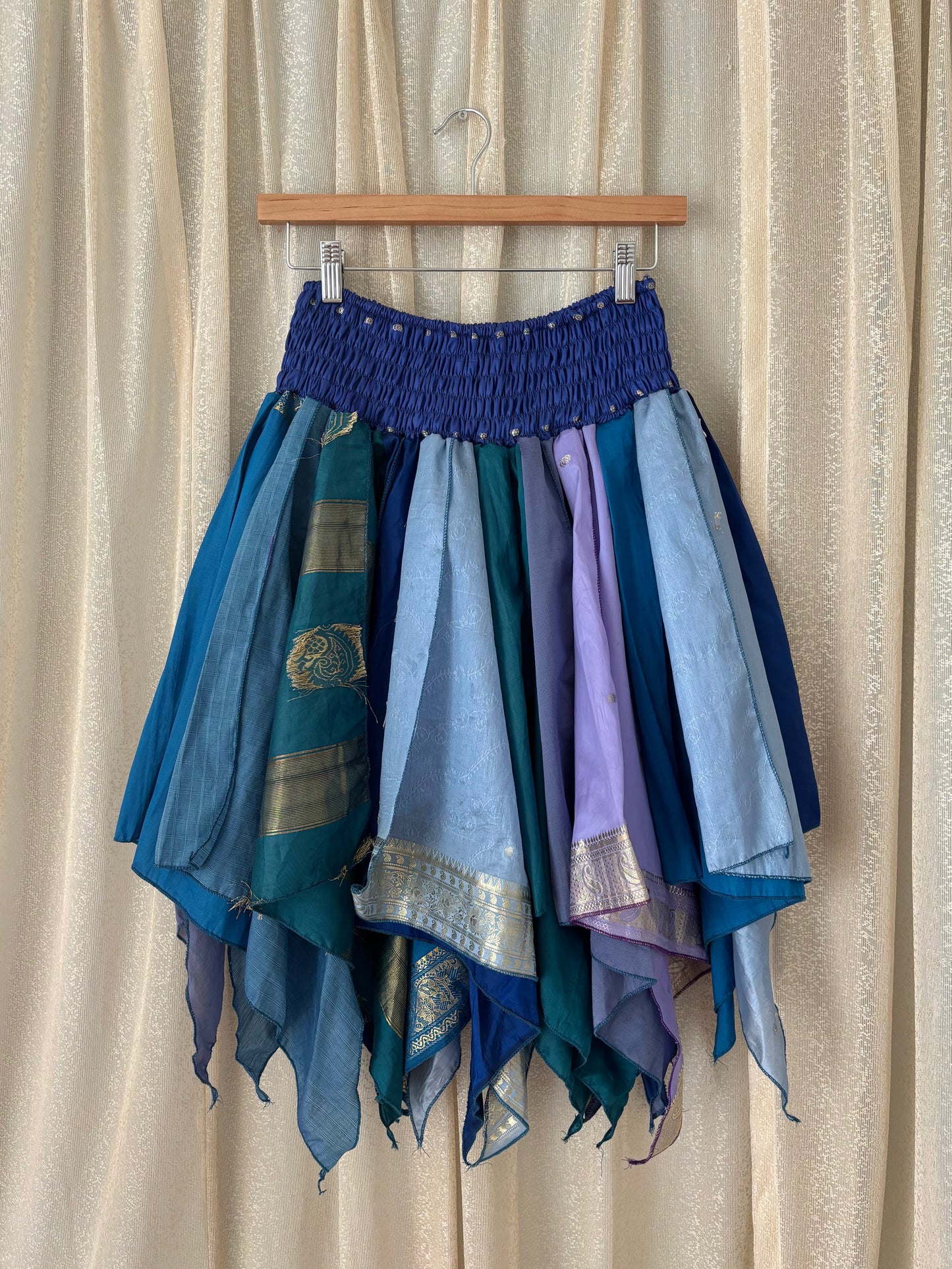 India silk patchwork sari skirt