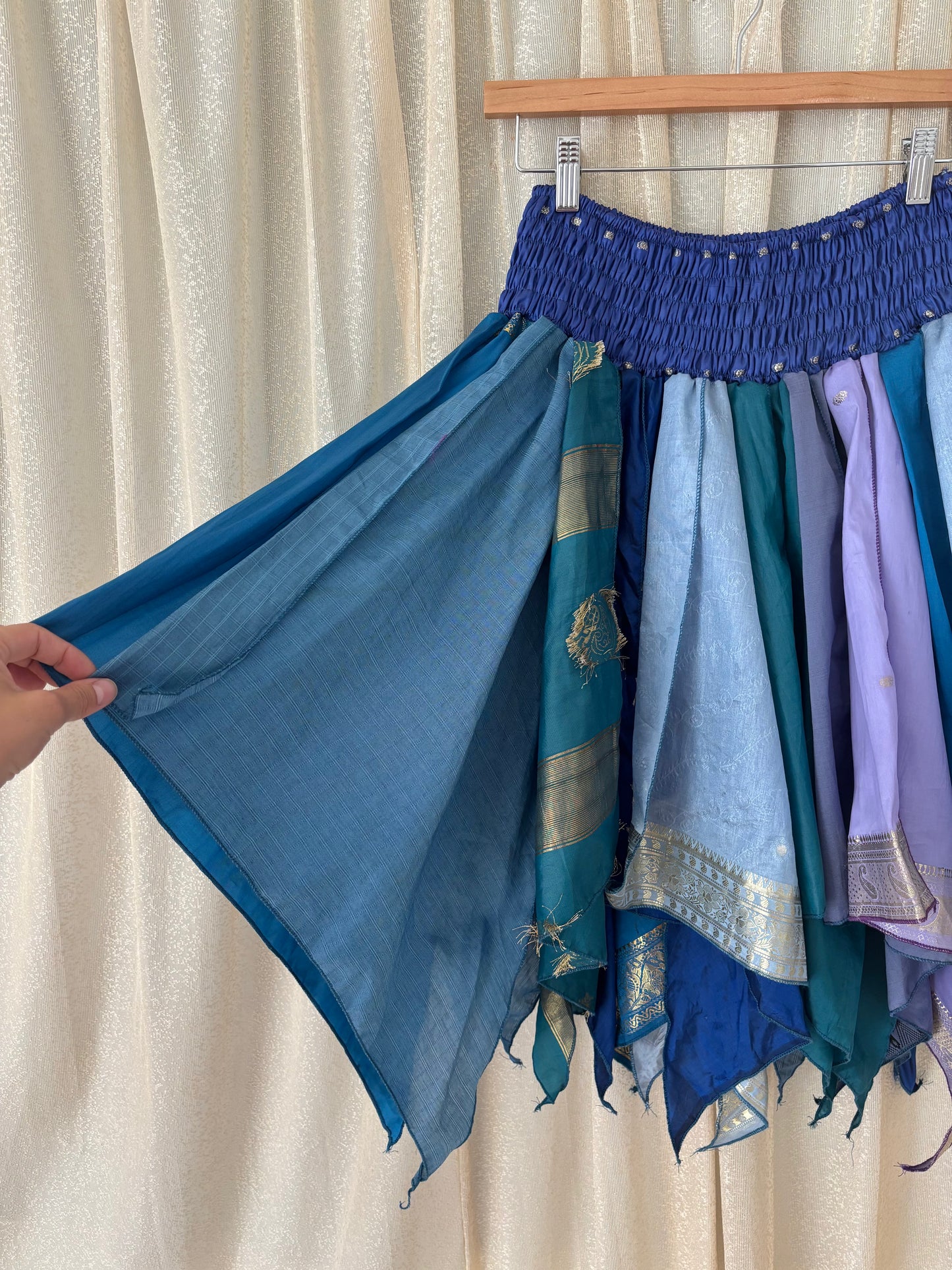 India silk patchwork sari skirt