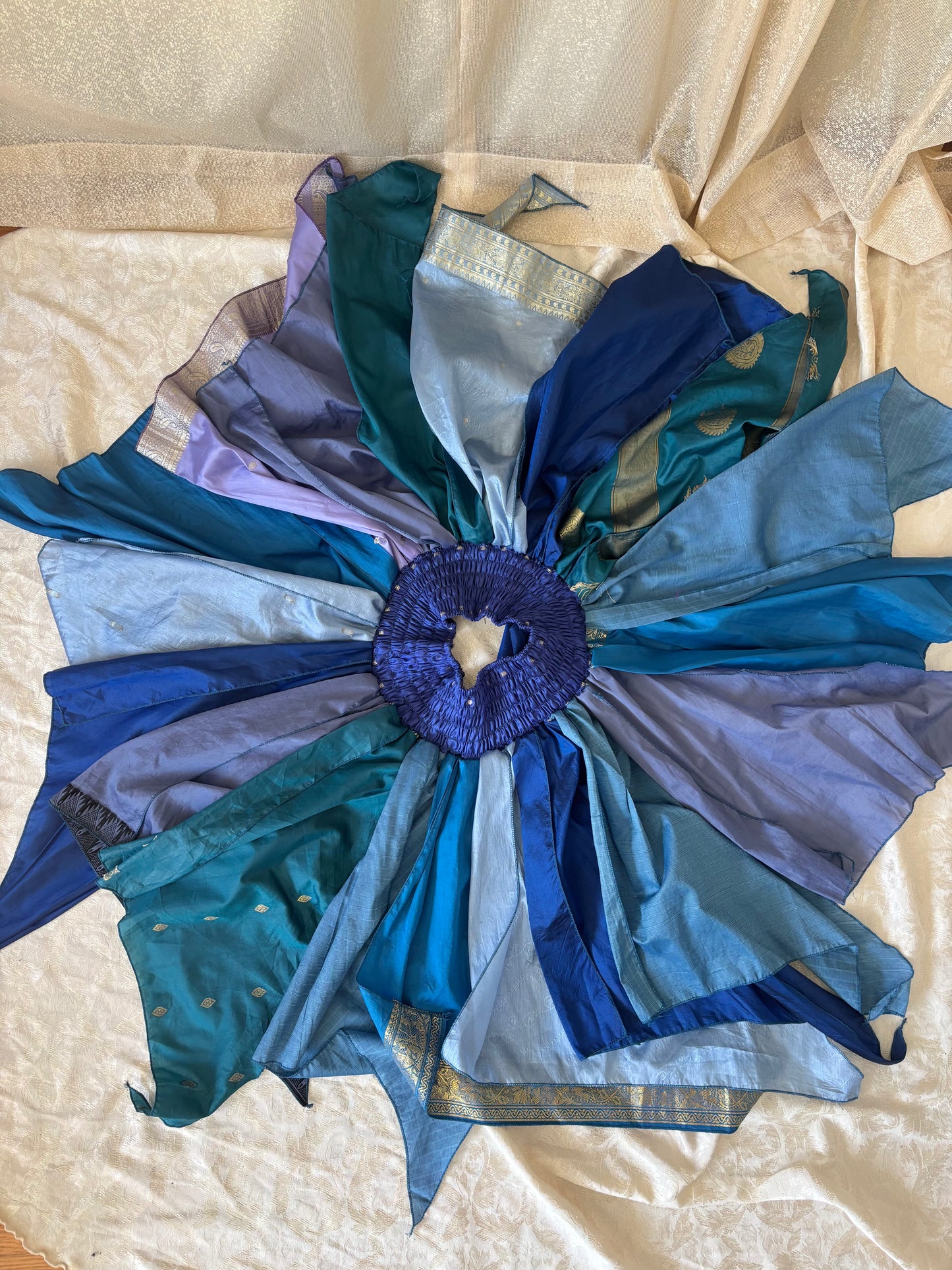 India silk patchwork sari skirt